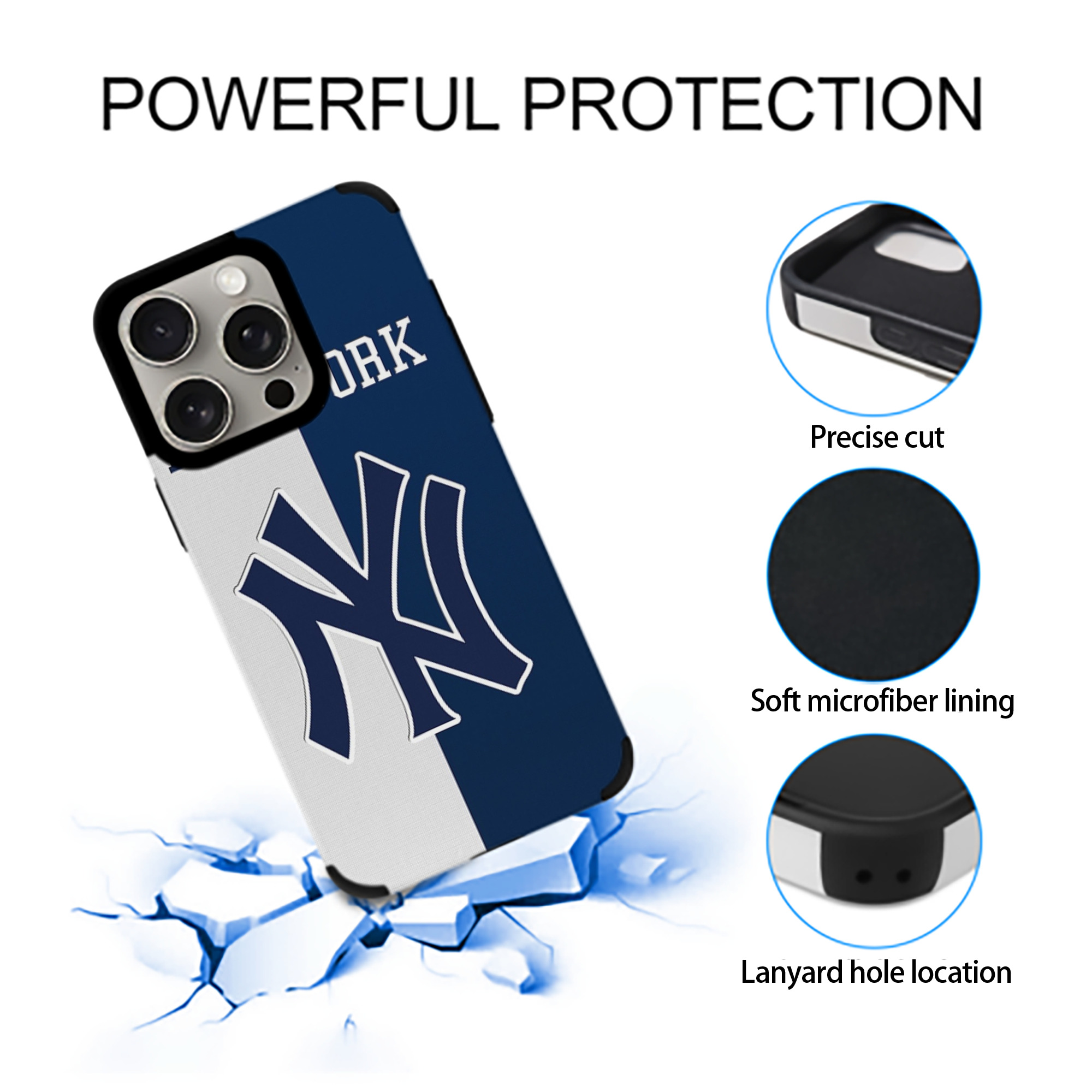 New York Yankees 332 IPhone 15 Pro Max PU Leather Case – Soft Lining, 360° Protection – Precise Fit, 3D Buttons, Easy Charging – Anti-Yellowing, Easy To Clean