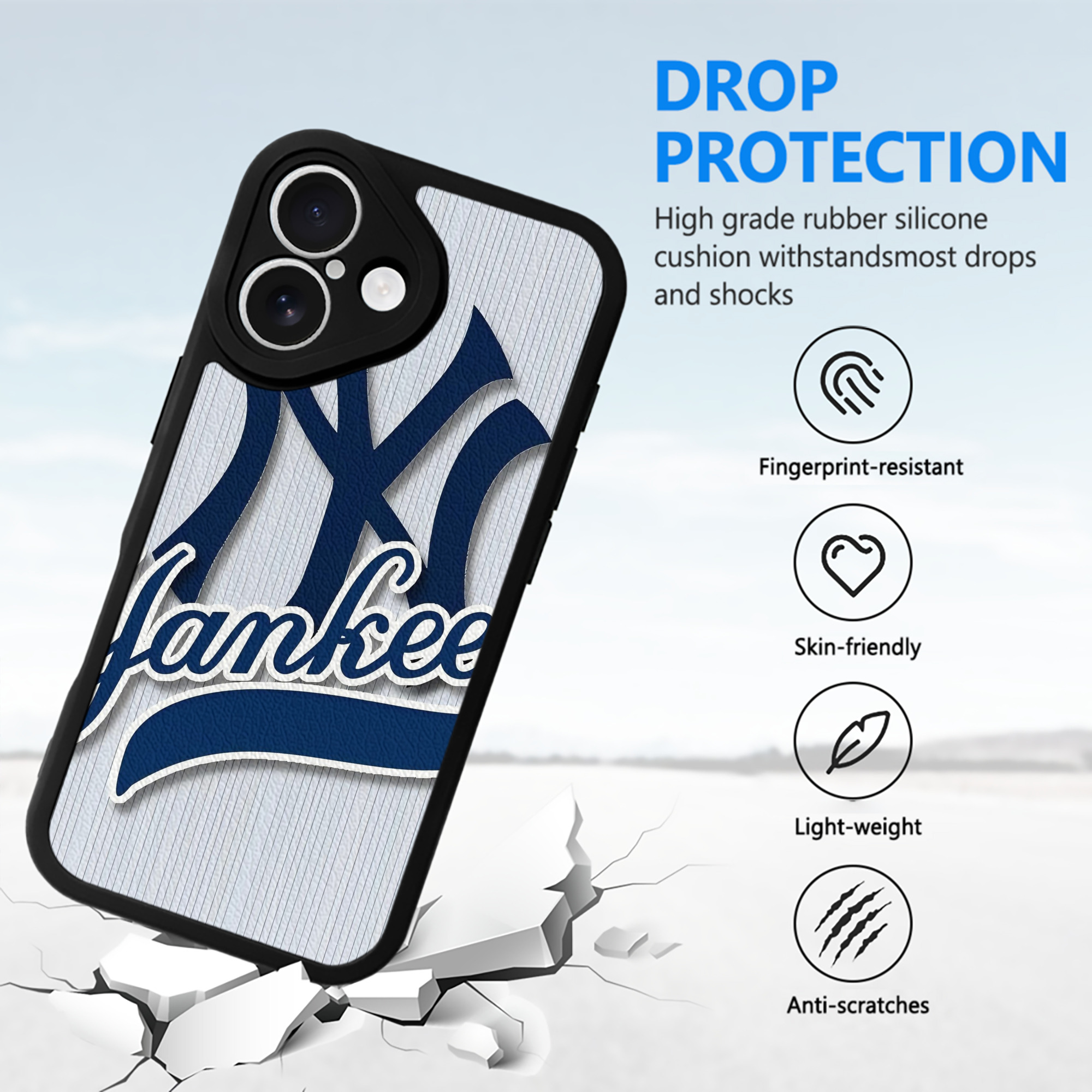 New York Yankees 151 IPhone 16 Silicone Leather Case – UV Print, Lambskin Texture – Perfect Fit, Wireless Charging Compatible, Scratch Resistant, Precise Cutouts – Stylish Protection For IPhone 16
