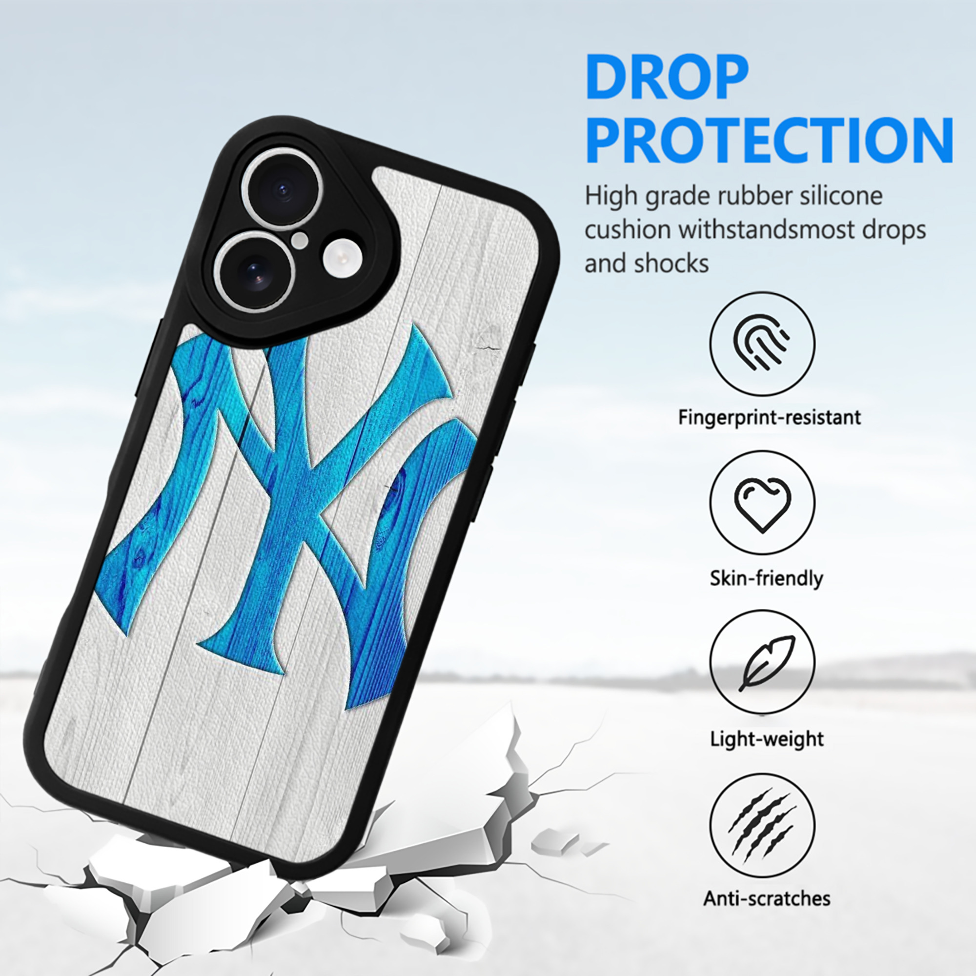 New York Yankees 156 IPhone 16 Silicone Leather Case – UV Print, Lambskin Texture – Perfect Fit, Wireless Charging Compatible, Scratch Resistant, Precise Cutouts – Stylish Protection For IPhone 16