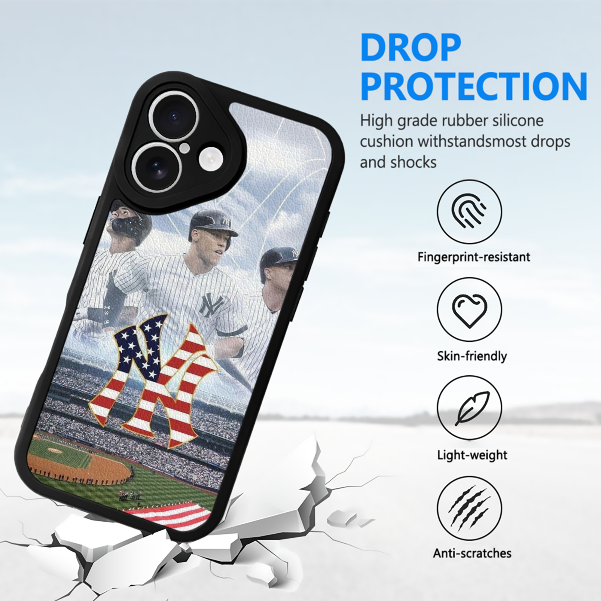New York Yankees 161 IPhone 16 Silicone Leather Case – UV Print, Lambskin Texture – Perfect Fit, Wireless Charging Compatible, Scratch Resistant, Precise Cutouts – Stylish Protection For IPhone 16