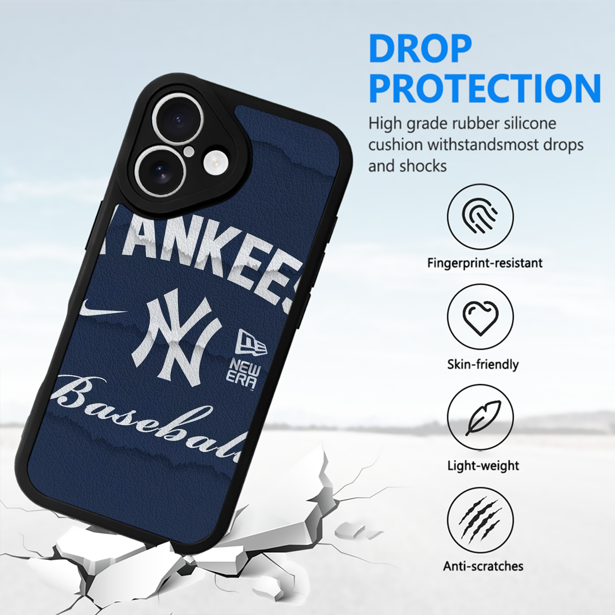 New York Yankees 167 IPhone 16 Silicone Leather Case – UV Print, Lambskin Texture – Perfect Fit, Wireless Charging Compatible, Scratch Resistant, Precise Cutouts – Stylish Protection For IPhone 16