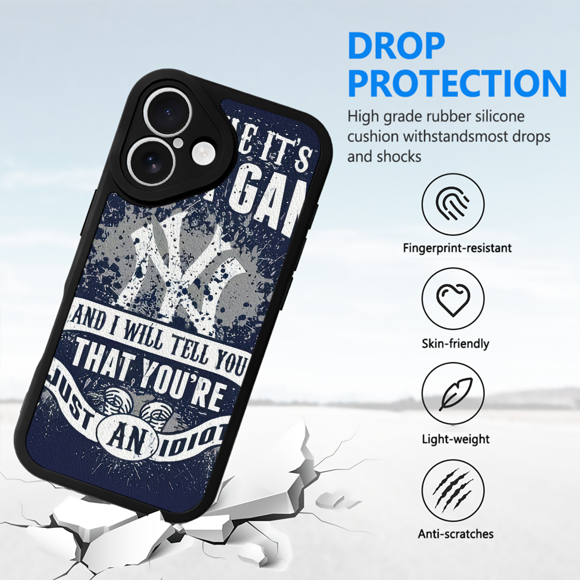 New York Yankees 174 IPhone 16 Silicone Leather Case – UV Print, Lambskin Texture – Perfect Fit, Wireless Charging Compatible, Scratch Resistant, Precise Cutouts – Stylish Protection For IPhone 16