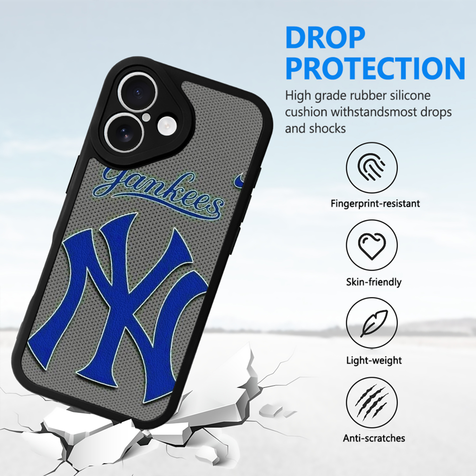 New York Yankees 180 IPhone 16 Silicone Leather Case – UV Print, Lambskin Texture – Perfect Fit, Wireless Charging Compatible, Scratch Resistant, Precise Cutouts – Stylish Protection For IPhone 16