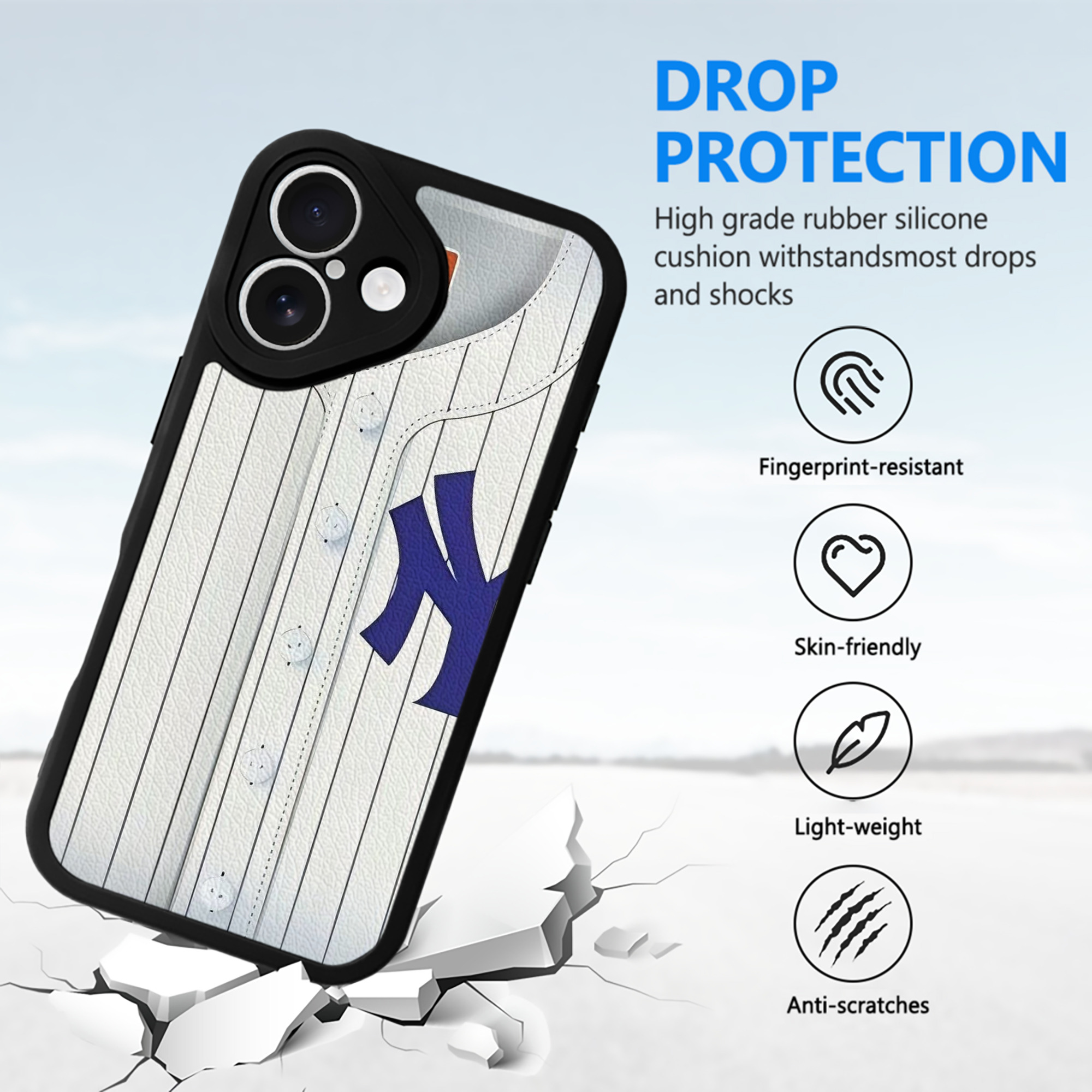 New York Yankees 213 IPhone 16 Silicone Leather Case – UV Print, Lambskin Texture – Perfect Fit, Wireless Charging Compatible, Scratch Resistant, Precise Cutouts – Stylish Protection For IPhone 16