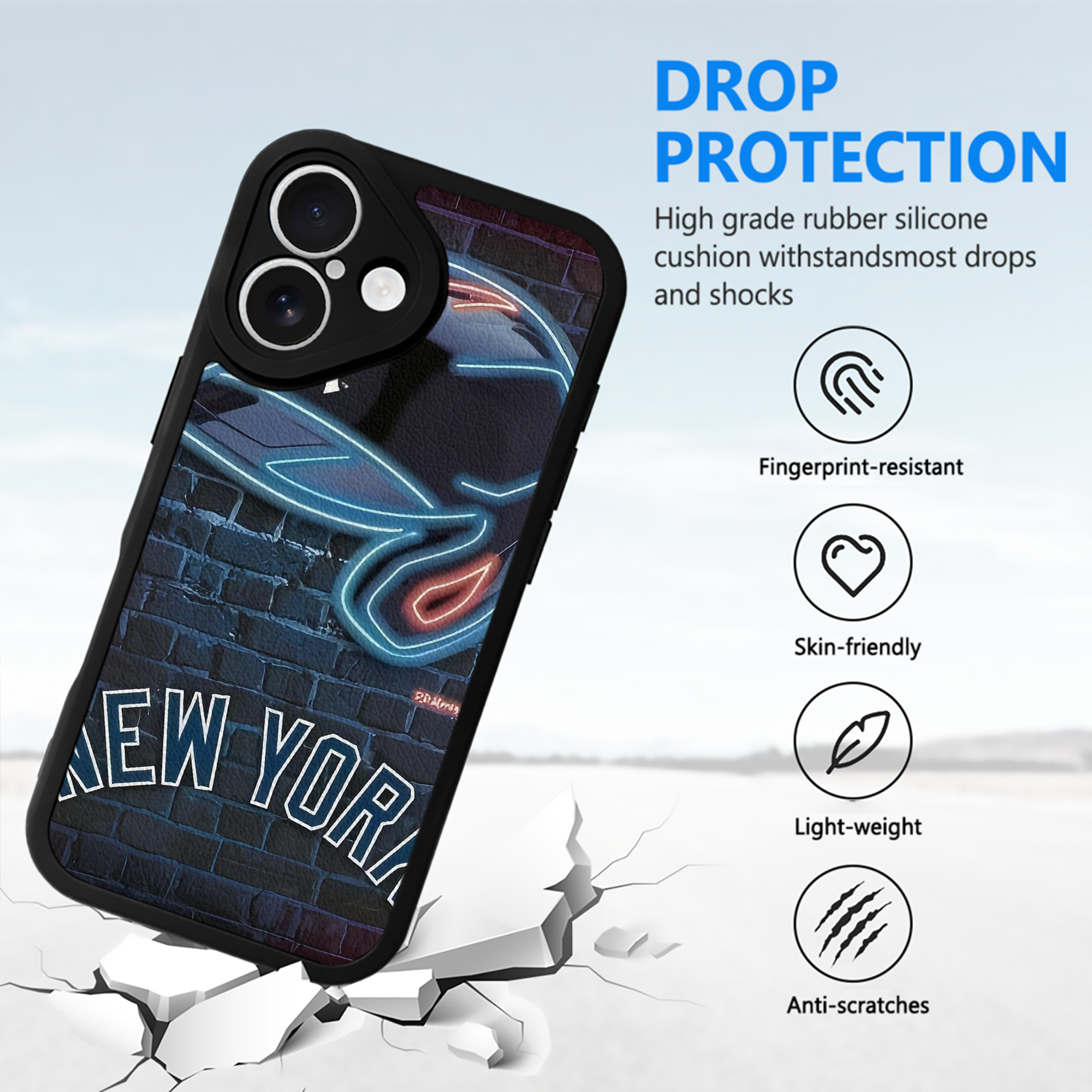 New York Yankees 230 IPhone 16 Silicone Leather Case – UV Print, Lambskin Texture – Perfect Fit, Wireless Charging Compatible, Scratch Resistant, Precise Cutouts – Stylish Protection For IPhone 16