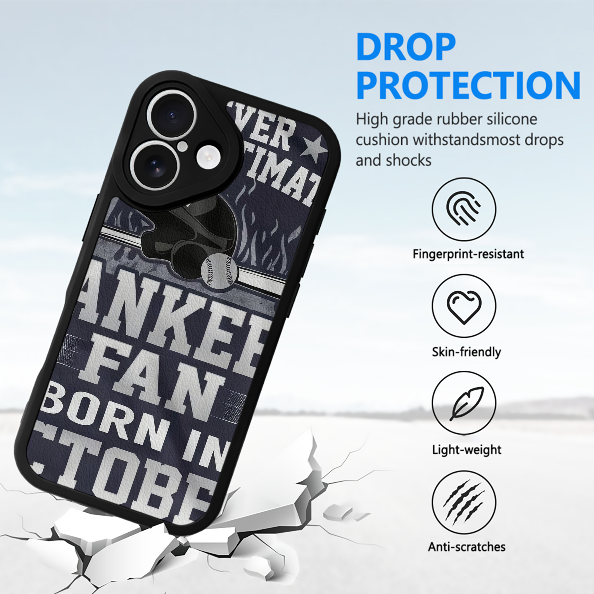 New York Yankees 349 IPhone 16 Silicone Leather Case – UV Print, Lambskin Texture – Perfect Fit, Wireless Charging Compatible, Scratch Resistant, Precise Cutouts – Stylish Protection For IPhone 16