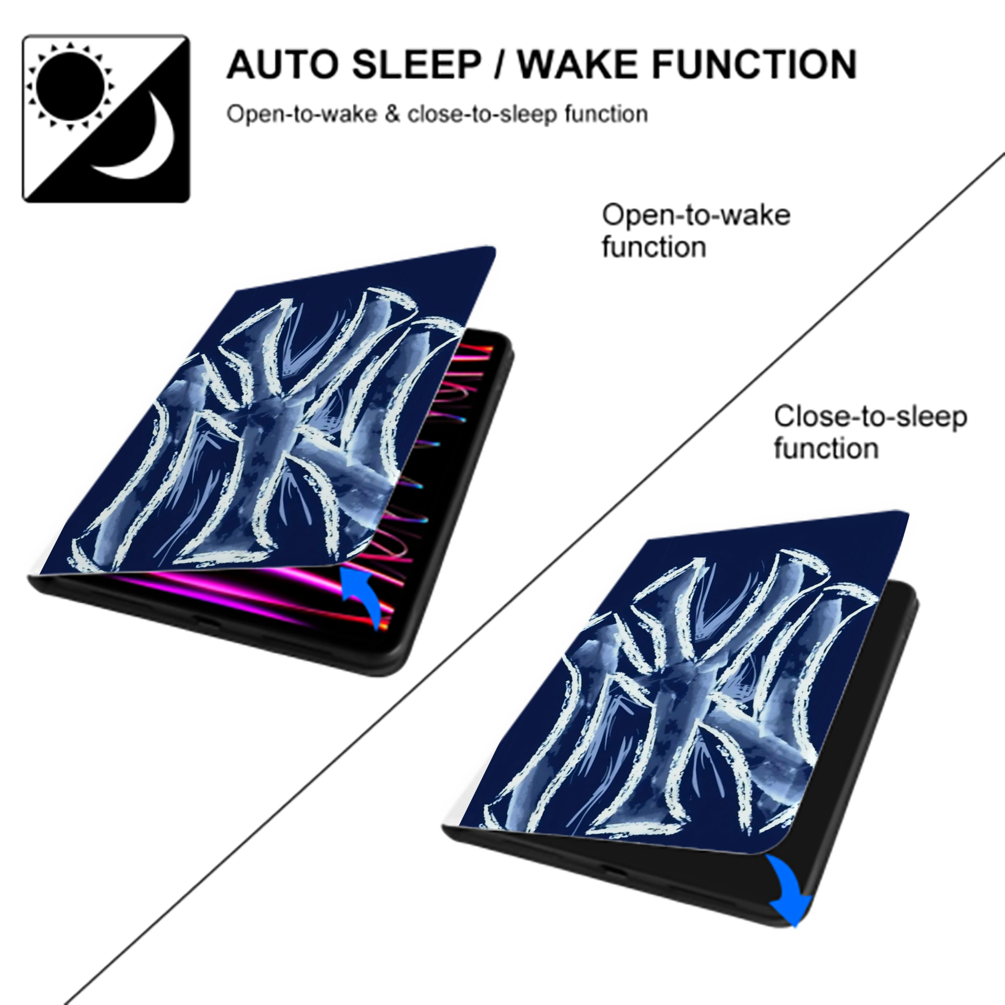 New York Yankees 137 Premium Tri-Fold PU Leather & Silicone IPad Case With Pencil Slot – Fits 9.5,10.5,10.9 – Adjustable Stand, Slim, Protective