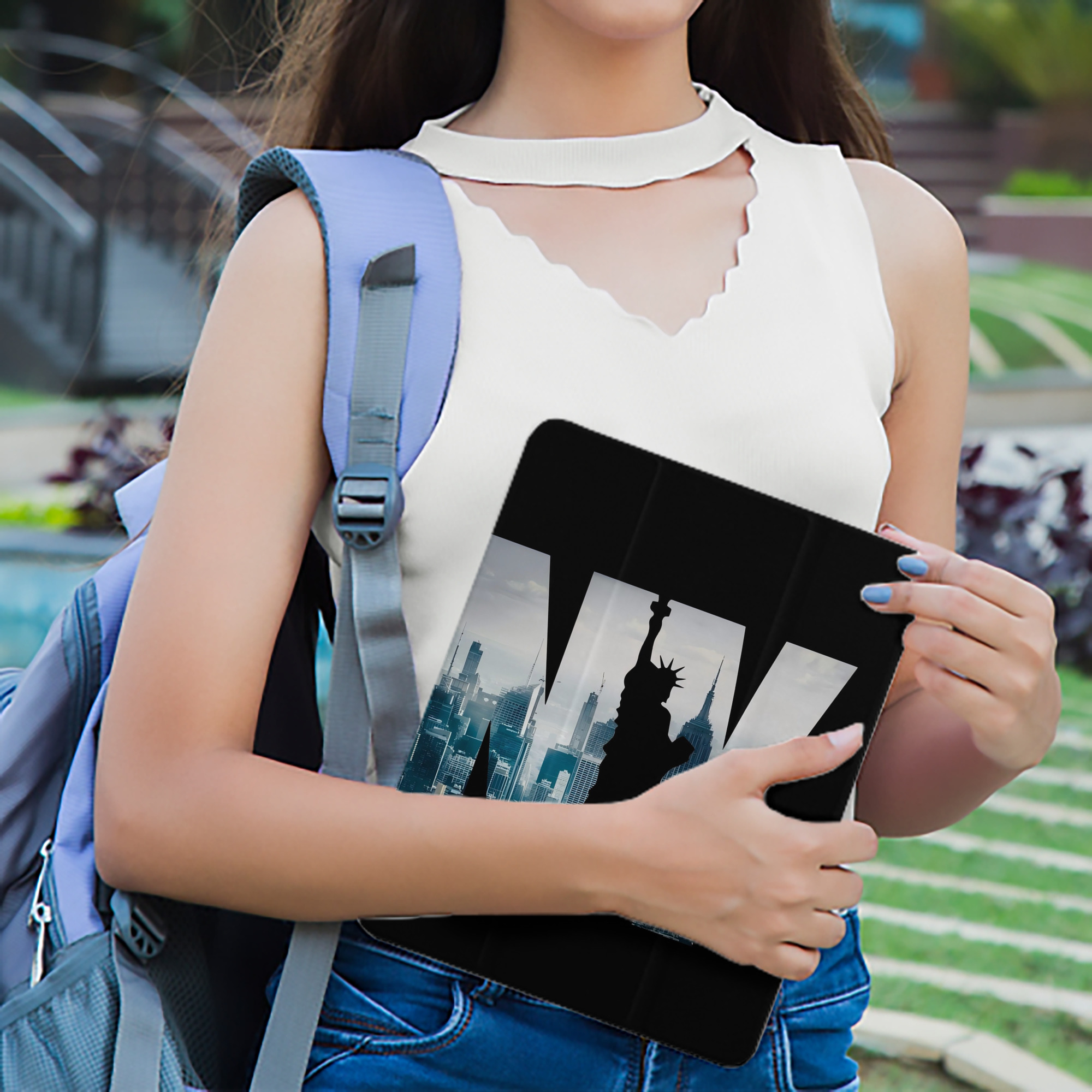 New York Yankees 142 Premium Tri-Fold PU Leather & Silicone IPad Case With Pencil Slot – Fits 9.5,10.5,10.9 – Adjustable Stand, Slim, Protective