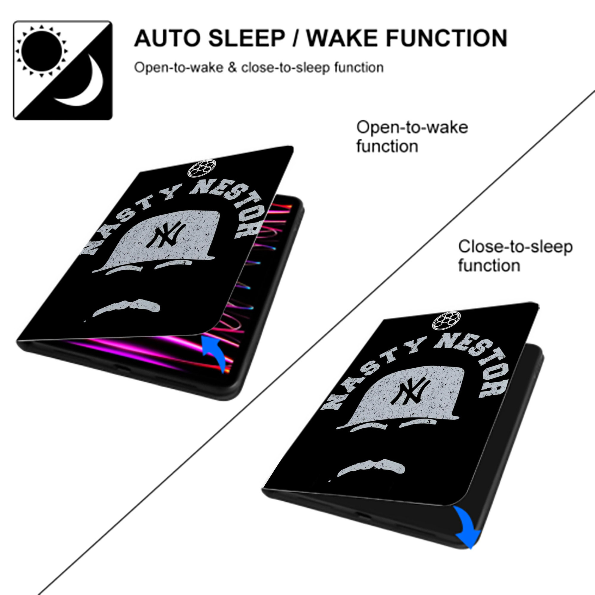 New York Yankees 152 Premium Tri-Fold PU Leather & Silicone IPad Case With Pencil Slot – Fits 9.5,10.5,10.9 – Adjustable Stand, Slim, Protective