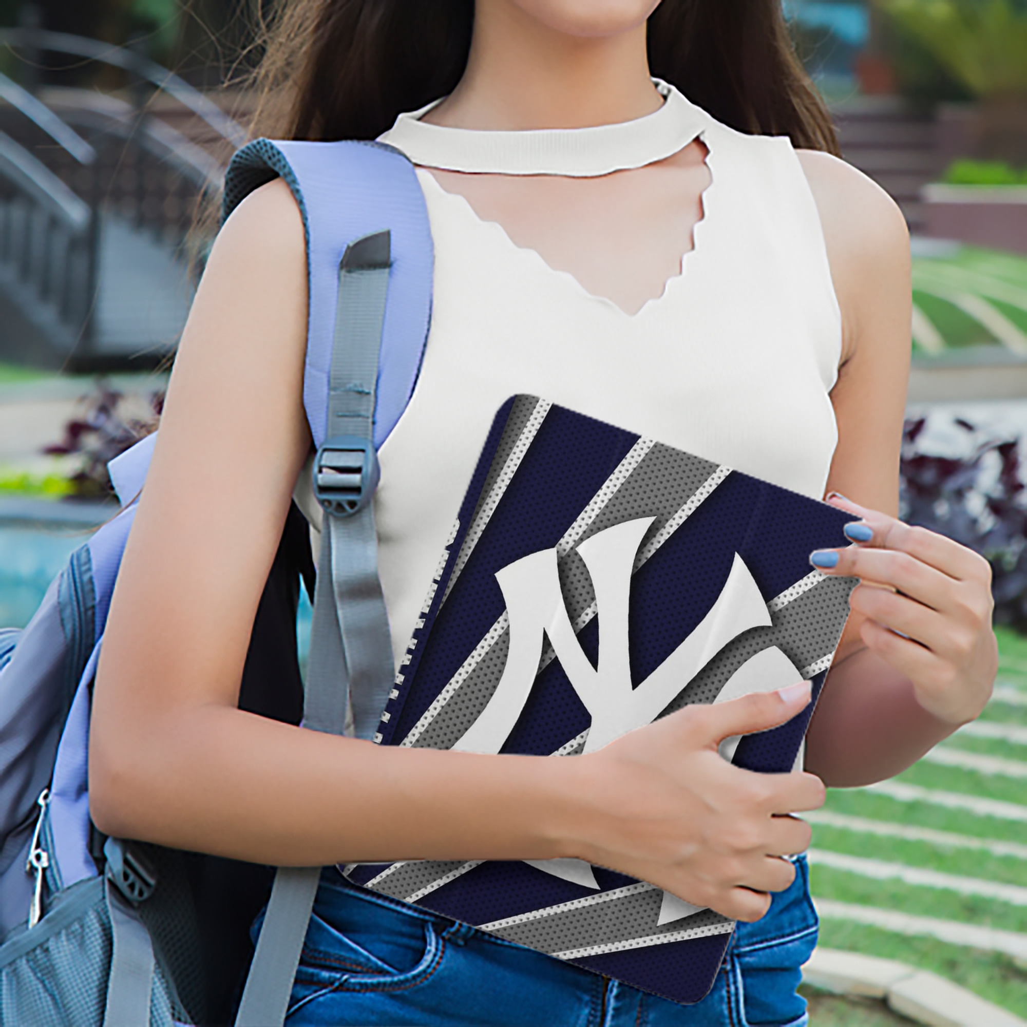 New York Yankees 168 Premium Tri-Fold PU Leather & Silicone IPad Case With Pencil Slot – Fits 9.5,10.5,10.9 – Adjustable Stand, Slim, Protective