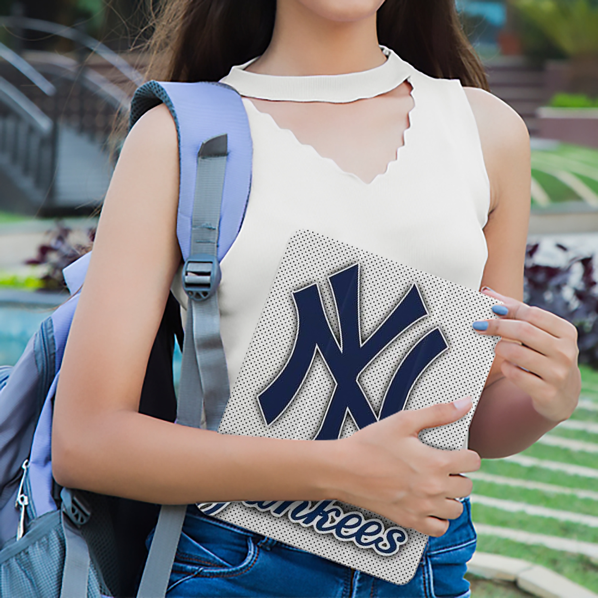 New York Yankees 192 Premium Tri-Fold PU Leather & Silicone IPad Case With Pencil Slot – Fits 9.5,10.5,10.9 – Adjustable Stand, Slim, Protective