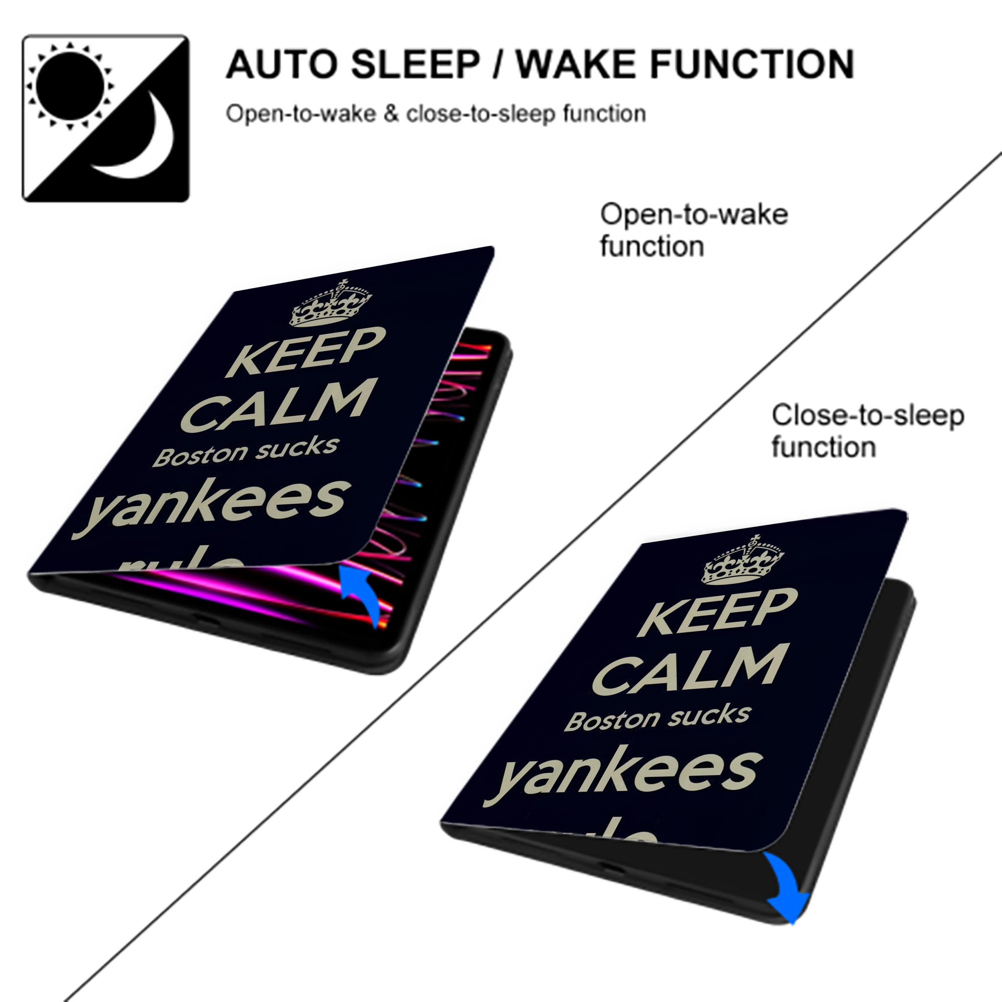 New York Yankees 226 Premium Tri-Fold PU Leather & Silicone IPad Case With Pencil Slot – Fits 9.5,10.5,10.9 – Adjustable Stand, Slim, Protective