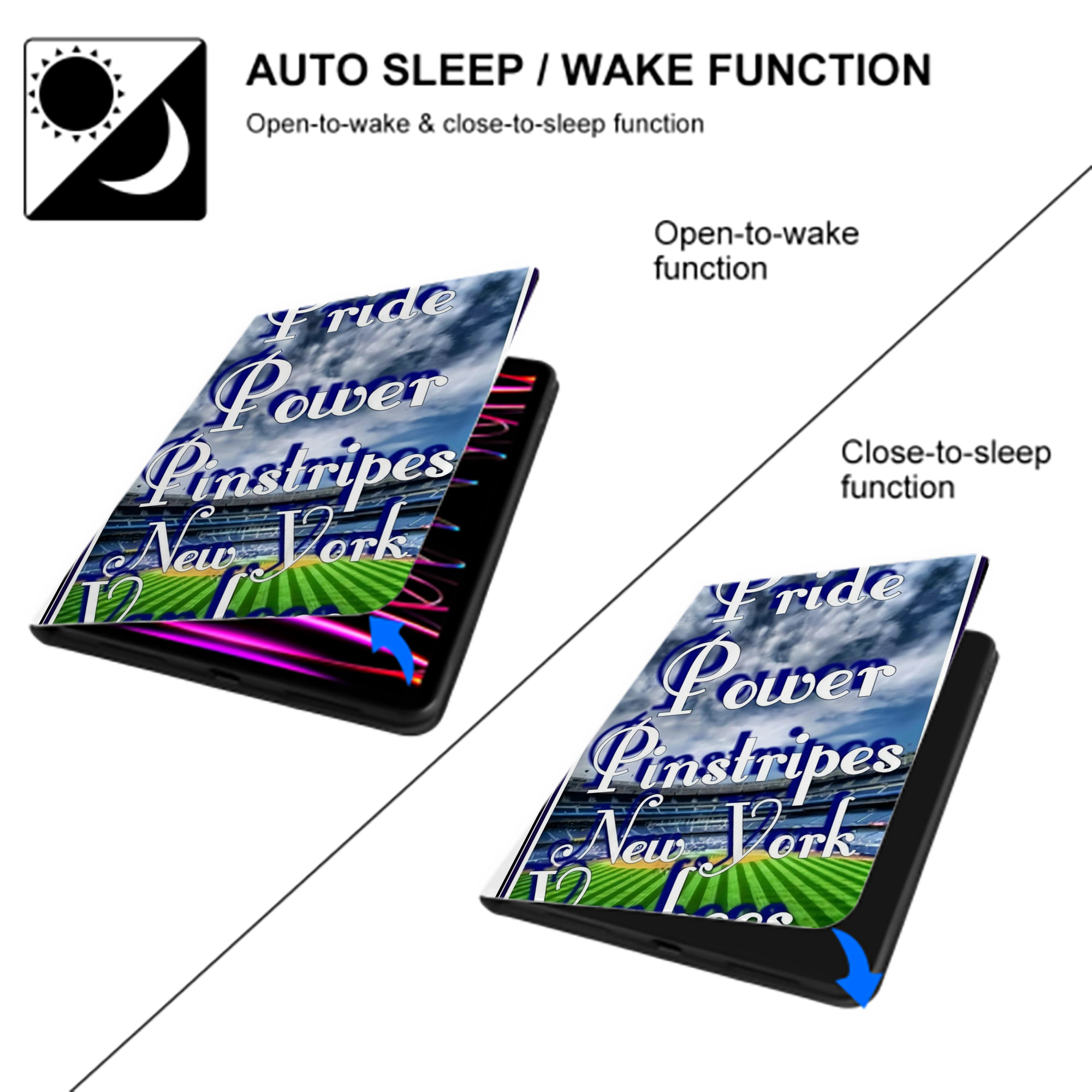 New York Yankees 309 Premium Tri-Fold PU Leather & Silicone IPad Case With Pencil Slot – Fits 9.5,10.5,10.9 – Adjustable Stand, Slim, Protective