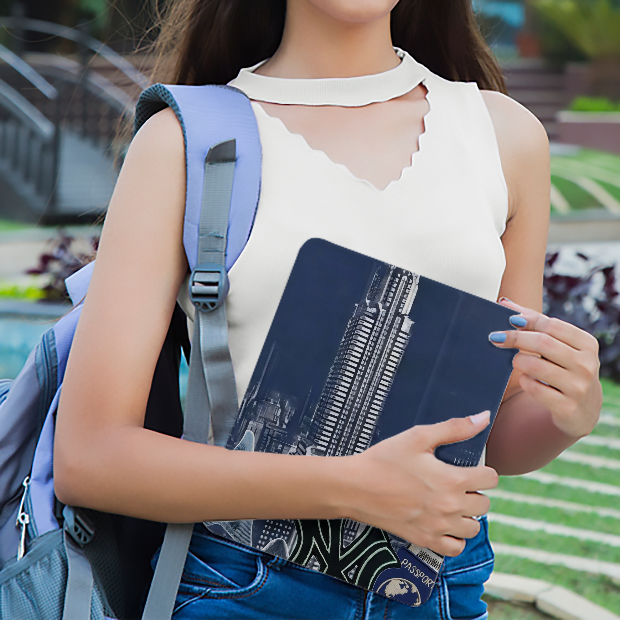 New York Yankees 331 Premium Tri-Fold PU Leather & Silicone IPad Case With Pencil Slot – Fits 9.5,10.5,10.9 – Adjustable Stand, Slim, Protective