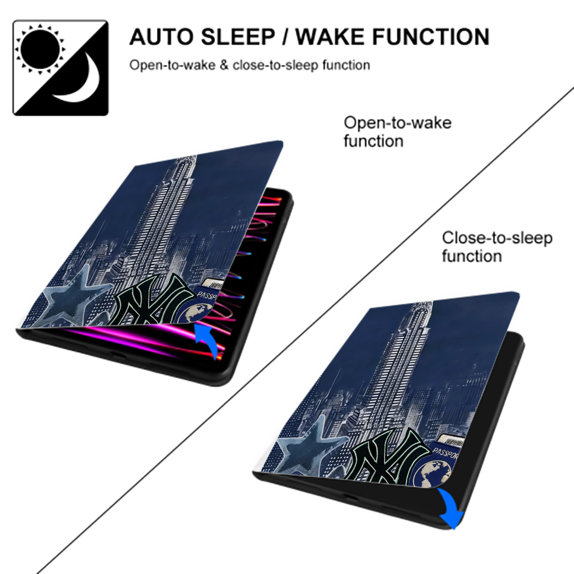 New York Yankees 331 Premium Tri-Fold PU Leather & Silicone IPad Case With Pencil Slot – Fits 9.5,10.5,10.9 – Adjustable Stand, Slim, Protective