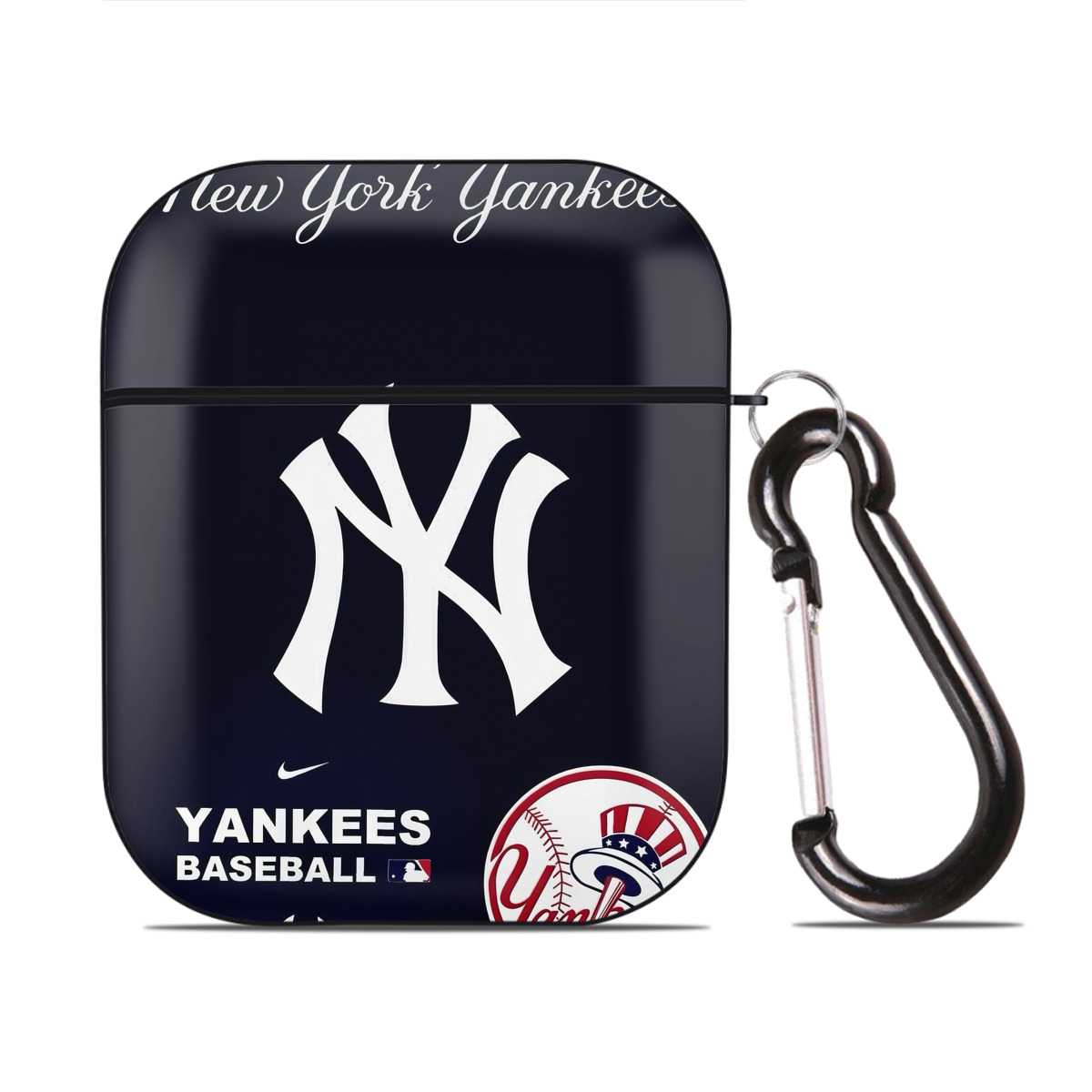 New York Yankees 122 AirPods 2 Case Hard Shell Black, Flexible PC Material, Precise Cutouts, Full Protection, Anti-Fingerprint, Washable, Includes Keychain – Durable & Slim Design