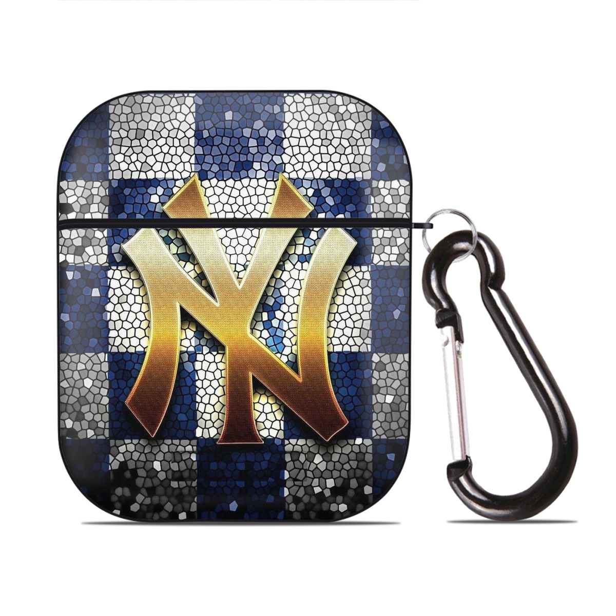 New York Yankees 129 AirPods 2 Case Hard Shell Black, Flexible PC Material, Precise Cutouts, Full Protection, Anti-Fingerprint, Washable, Includes Keychain – Durable & Slim Design