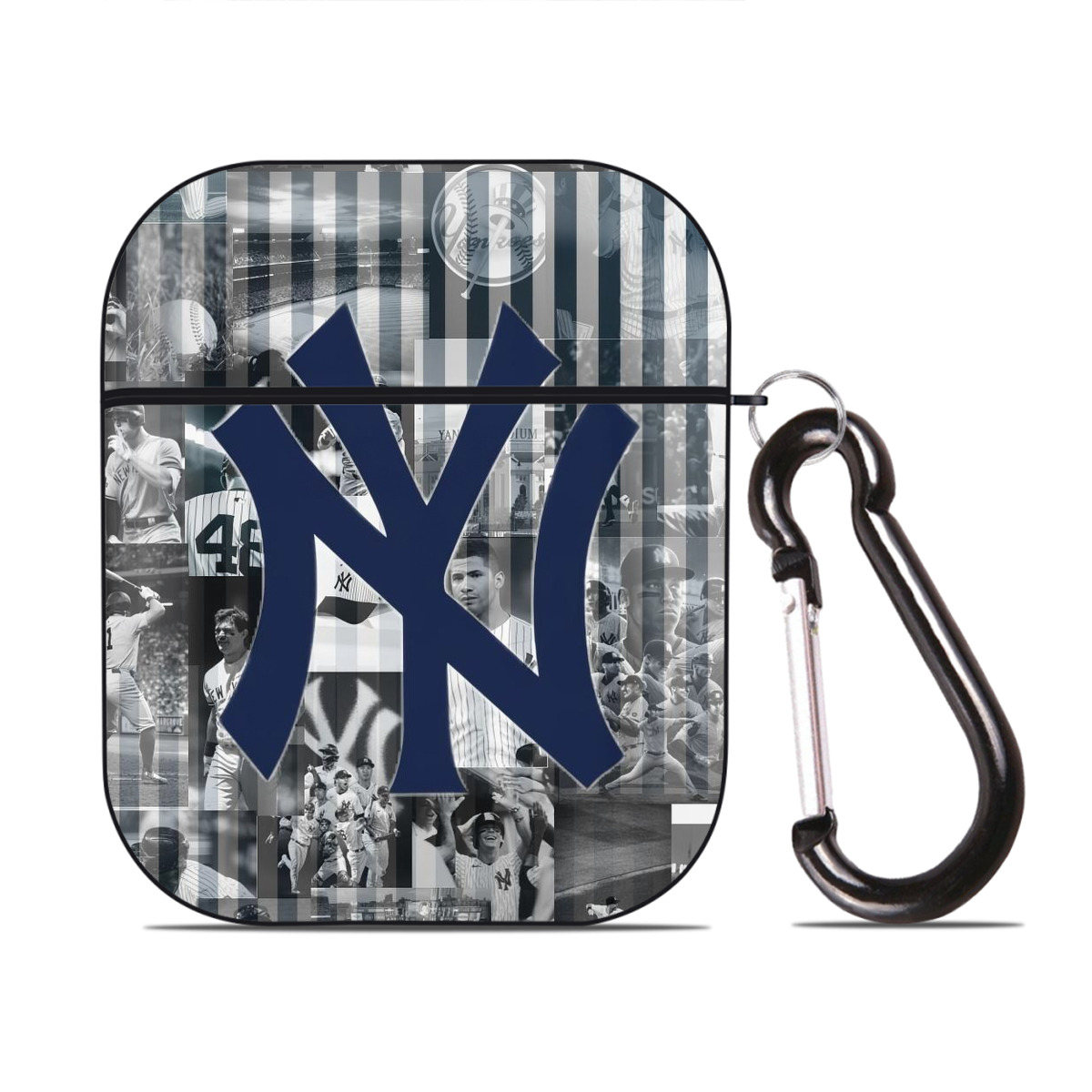 New York Yankees 135 AirPods 2 Case Hard Shell Black, Flexible PC Material, Precise Cutouts, Full Protection, Anti-Fingerprint, Washable, Includes Keychain – Durable & Slim Design