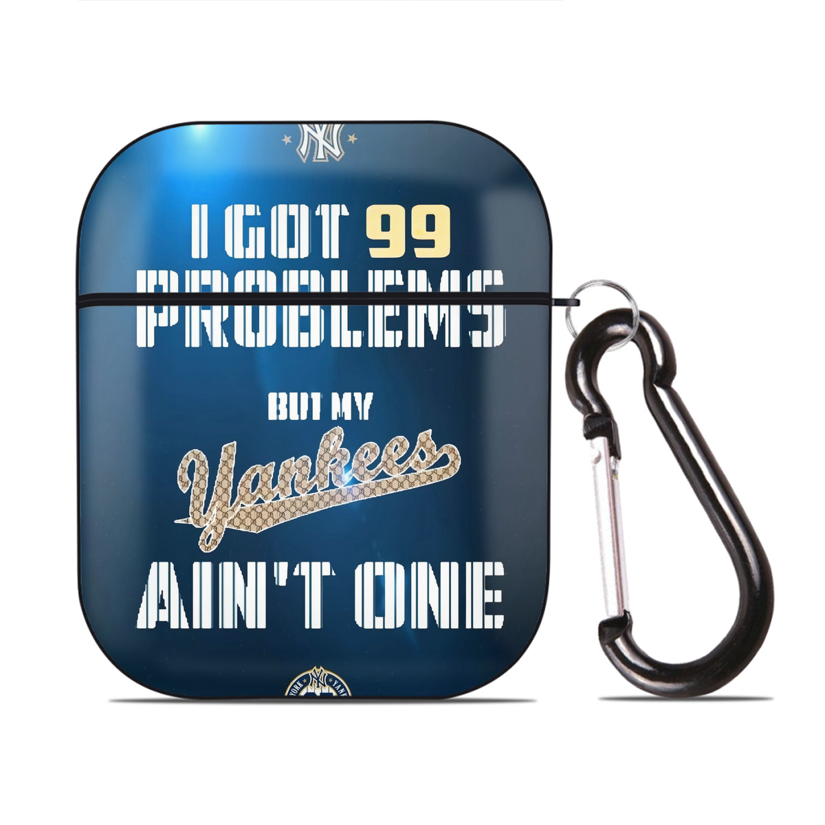 New York Yankees 140 AirPods 2 Case Hard Shell Black, Flexible PC Material, Precise Cutouts, Full Protection, Anti-Fingerprint, Washable, Includes Keychain – Durable & Slim Design