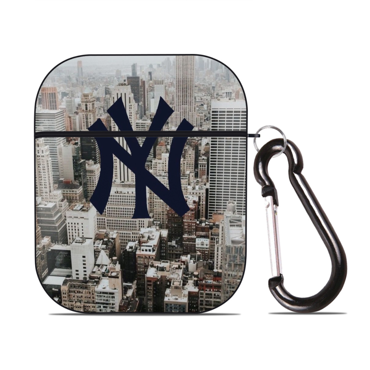 New York Yankees 171 AirPods 2 Case Hard Shell Black, Flexible PC Material, Precise Cutouts, Full Protection, Anti-Fingerprint, Washable, Includes Keychain – Durable & Slim Design