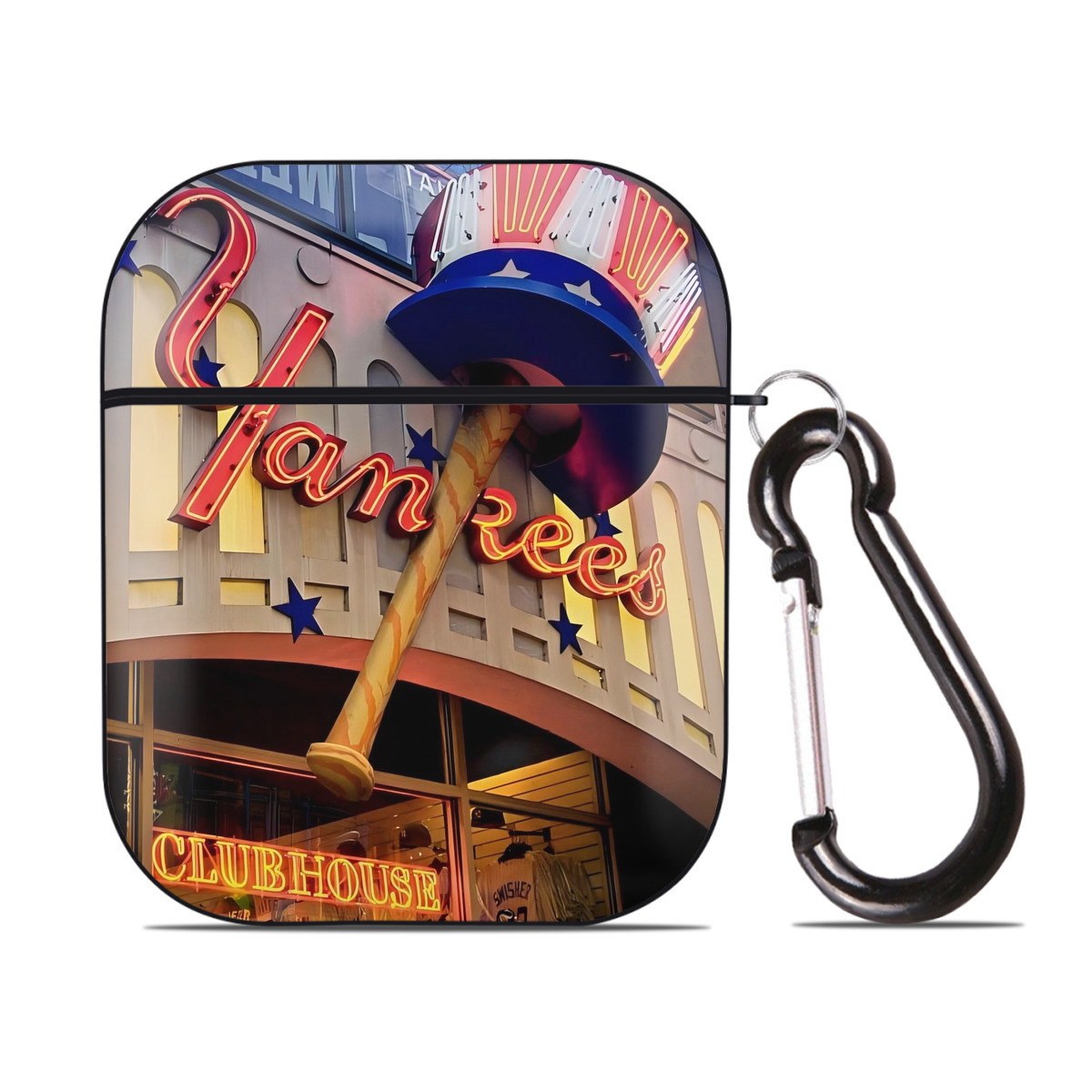 New York Yankees 178 AirPods 2 Case Hard Shell Black, Flexible PC Material, Precise Cutouts, Full Protection, Anti-Fingerprint, Washable, Includes Keychain – Durable & Slim Design