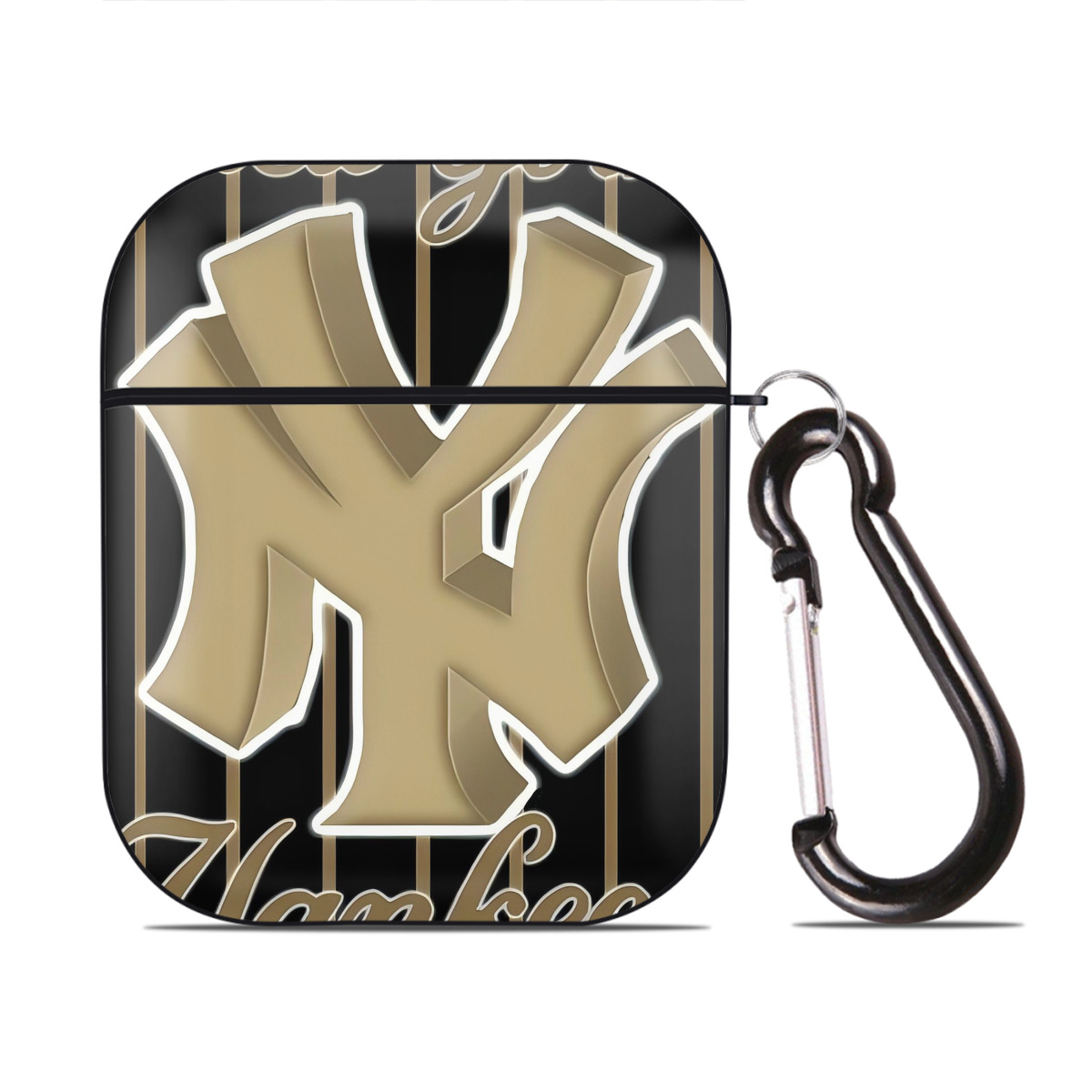 New York Yankees 185 AirPods 2 Case Hard Shell Black, Flexible PC Material, Precise Cutouts, Full Protection, Anti-Fingerprint, Washable, Includes Keychain – Durable & Slim Design
