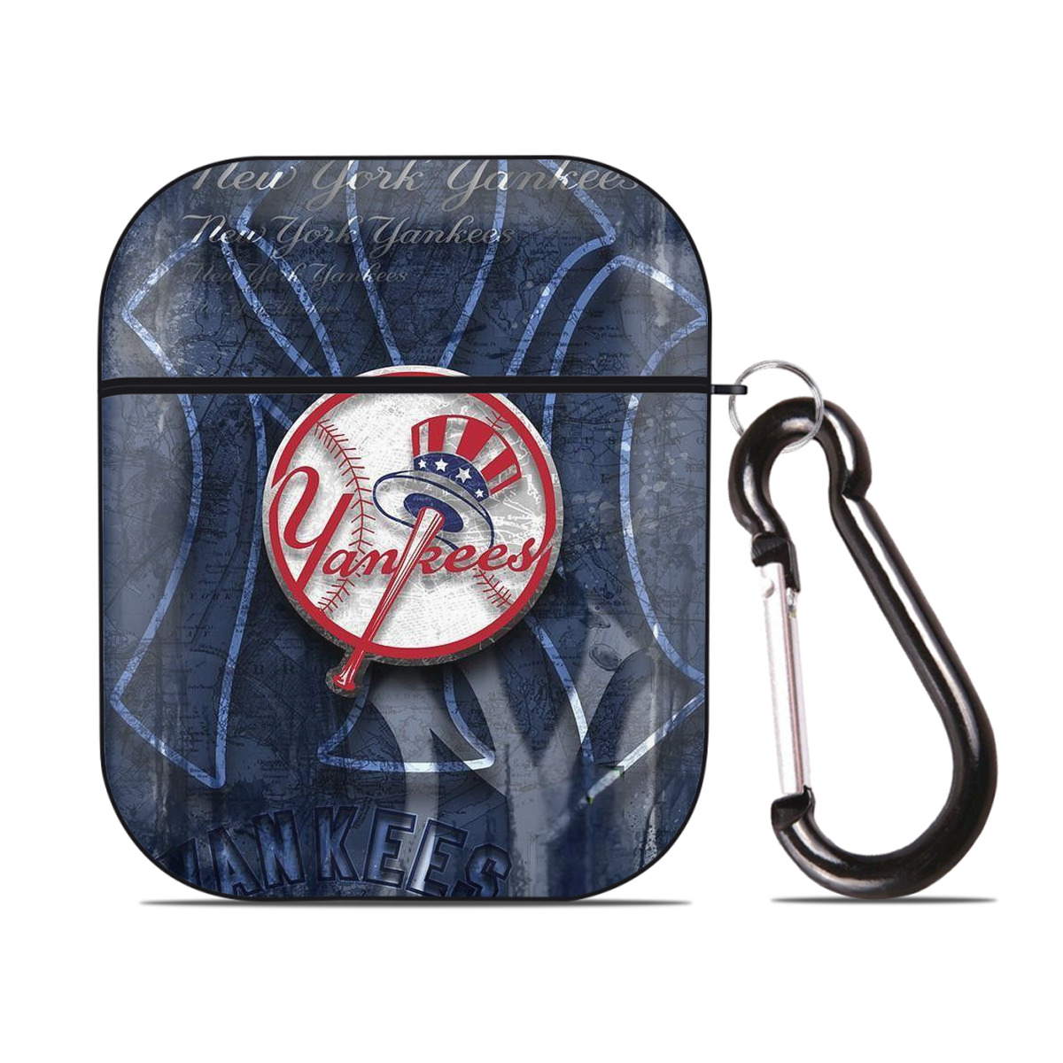 New York Yankees 190 AirPods 2 Case Hard Shell Black, Flexible PC Material, Precise Cutouts, Full Protection, Anti-Fingerprint, Washable, Includes Keychain – Durable & Slim Design