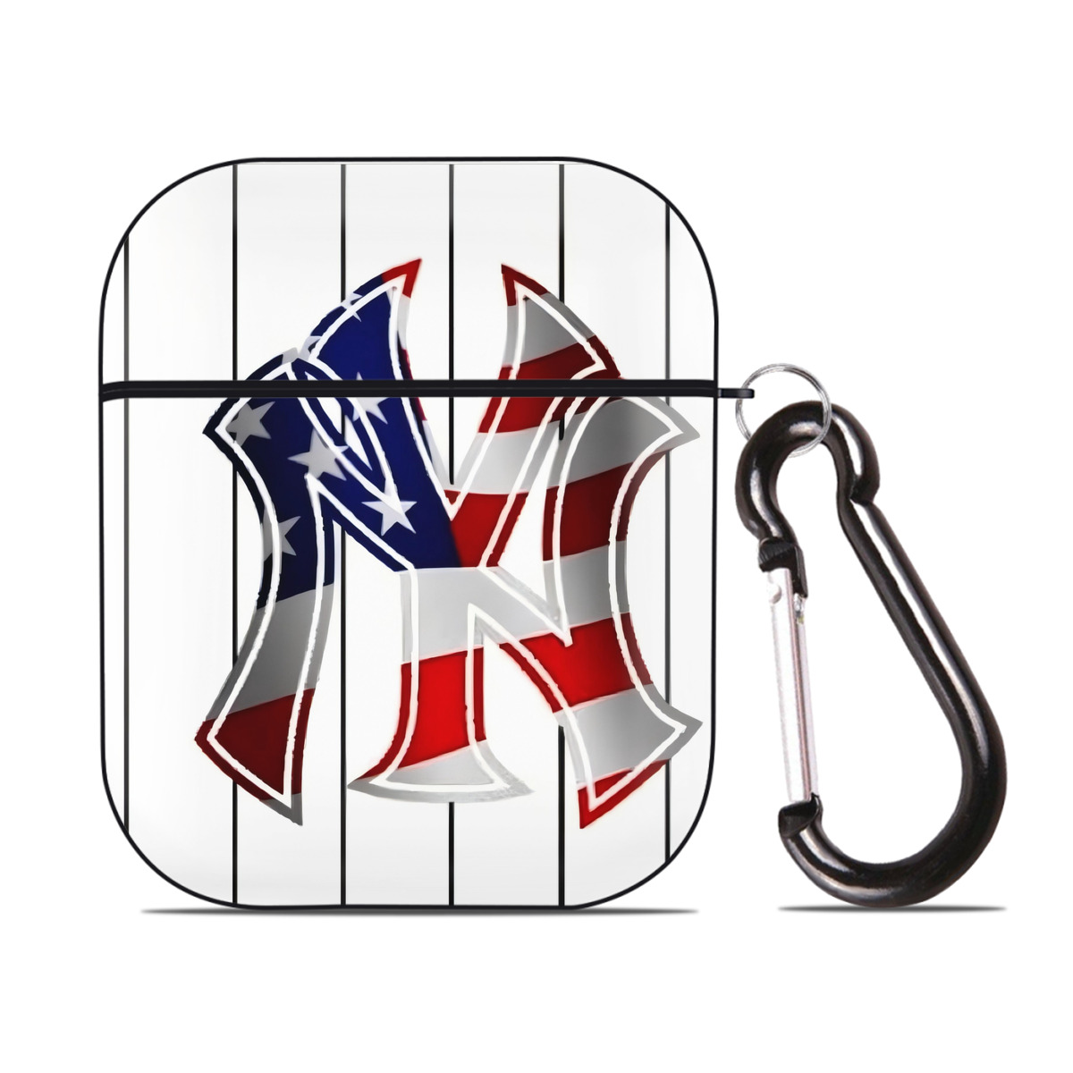 New York Yankees 195 AirPods 2 Case Hard Shell Black, Flexible PC Material, Precise Cutouts, Full Protection, Anti-Fingerprint, Washable, Includes Keychain – Durable & Slim Design