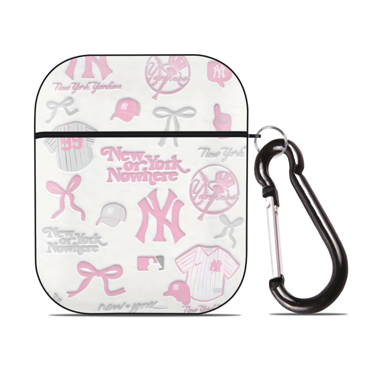 New York Yankees 206 AirPods 2 Case Hard Shell Black, Flexible PC Material, Precise Cutouts, Full Protection, Anti-Fingerprint, Washable, Includes Keychain – Durable & Slim Design