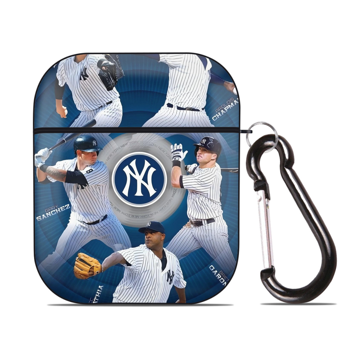 New York Yankees 222 AirPods 2 Case Hard Shell Black, Flexible PC Material, Precise Cutouts, Full Protection, Anti-Fingerprint, Washable, Includes Keychain – Durable & Slim Design
