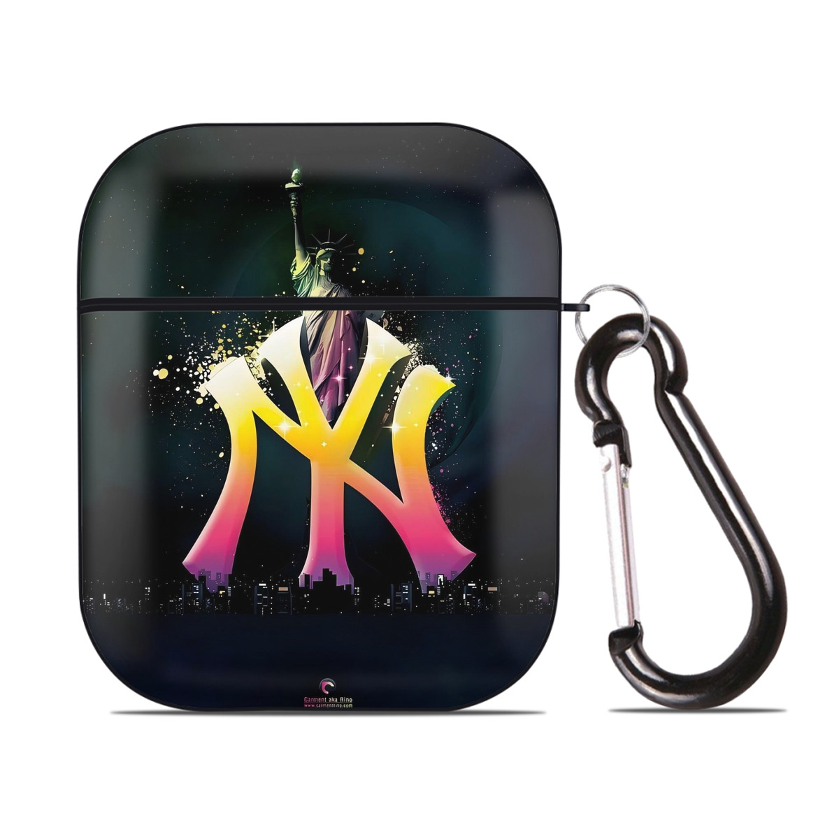 New York Yankees 335 AirPods 2 Case Hard Shell Black, Flexible PC Material, Precise Cutouts, Full Protection, Anti-Fingerprint, Washable, Includes Keychain – Durable & Slim Design