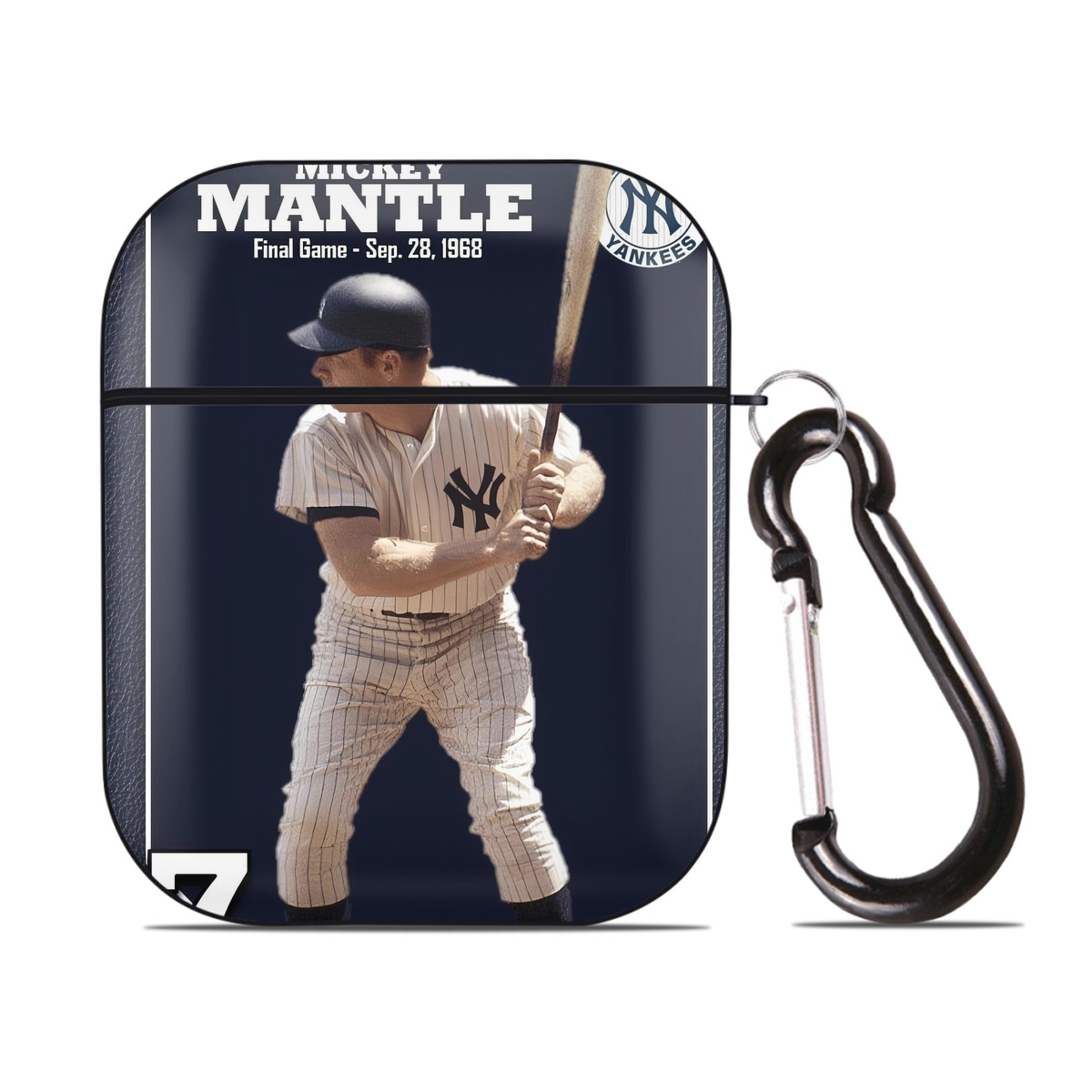 New York Yankees 344 AirPods 2 Case Hard Shell Black, Flexible PC Material, Precise Cutouts, Full Protection, Anti-Fingerprint, Washable, Includes Keychain – Durable & Slim Design