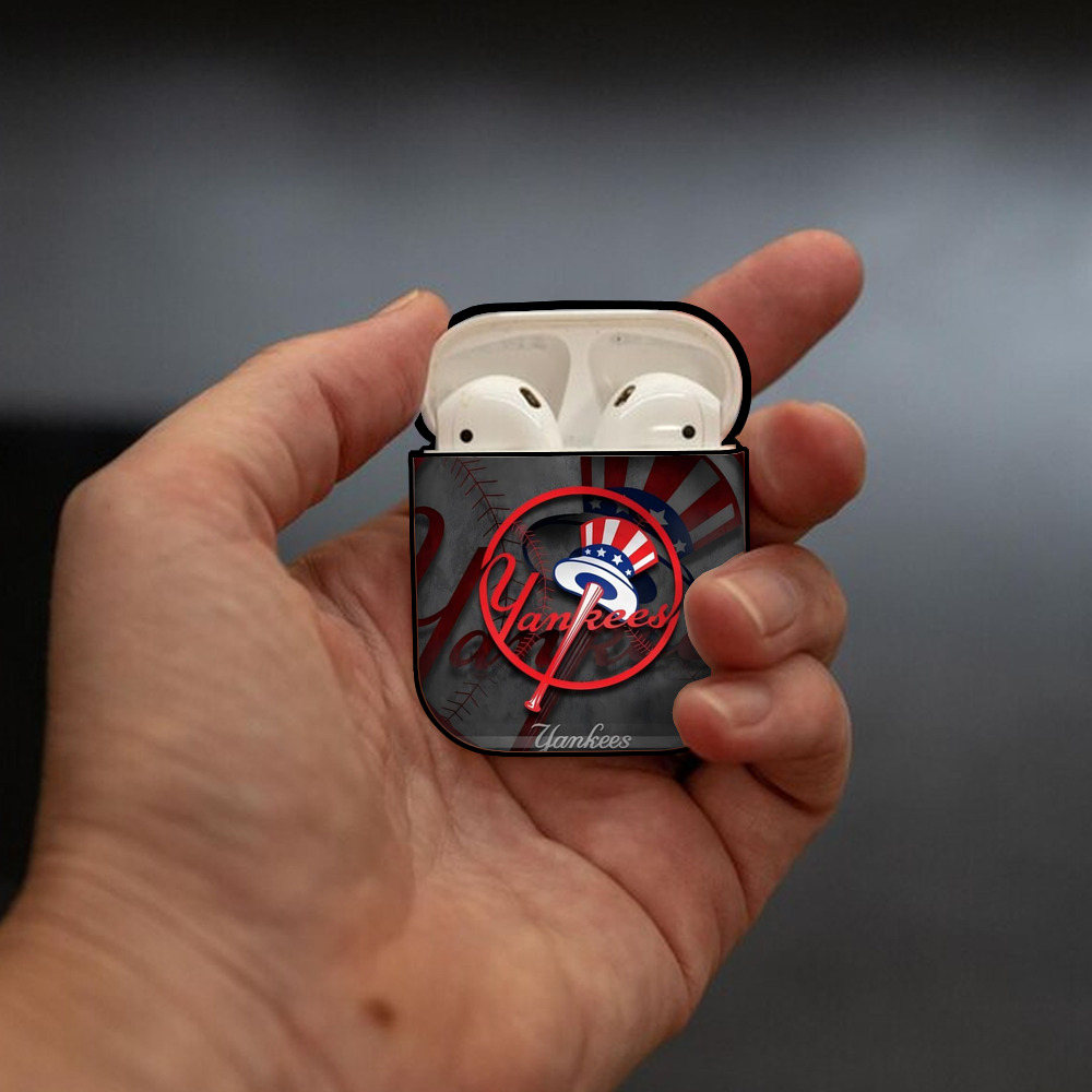New York Yankees 97 AirPods 2 Case Hard Shell Black, Flexible PC Material, Precise Cutouts, Full Protection, Anti-Fingerprint, Washable, Includes Keychain – Durable & Slim Design