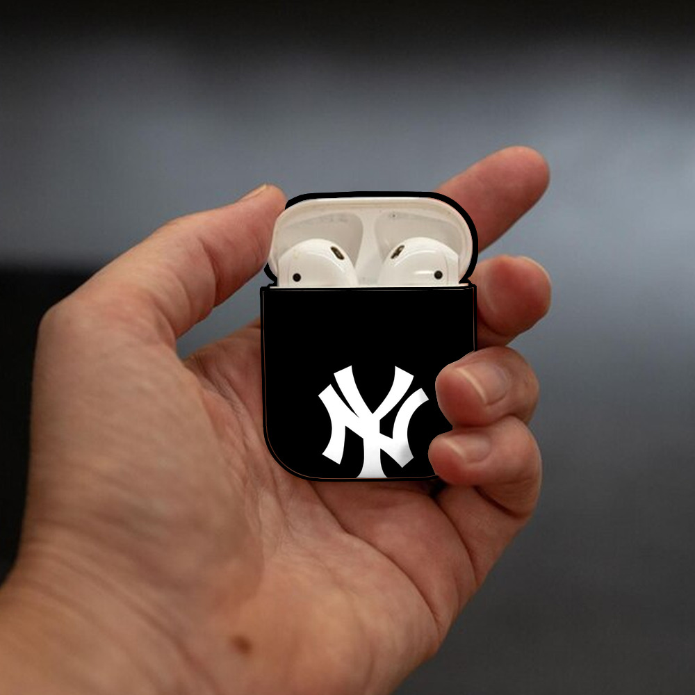 New York Yankees 115 AirPods 2 Case Hard Shell Black, Flexible PC Material, Precise Cutouts, Full Protection, Anti-Fingerprint, Washable, Includes Keychain – Durable & Slim Design