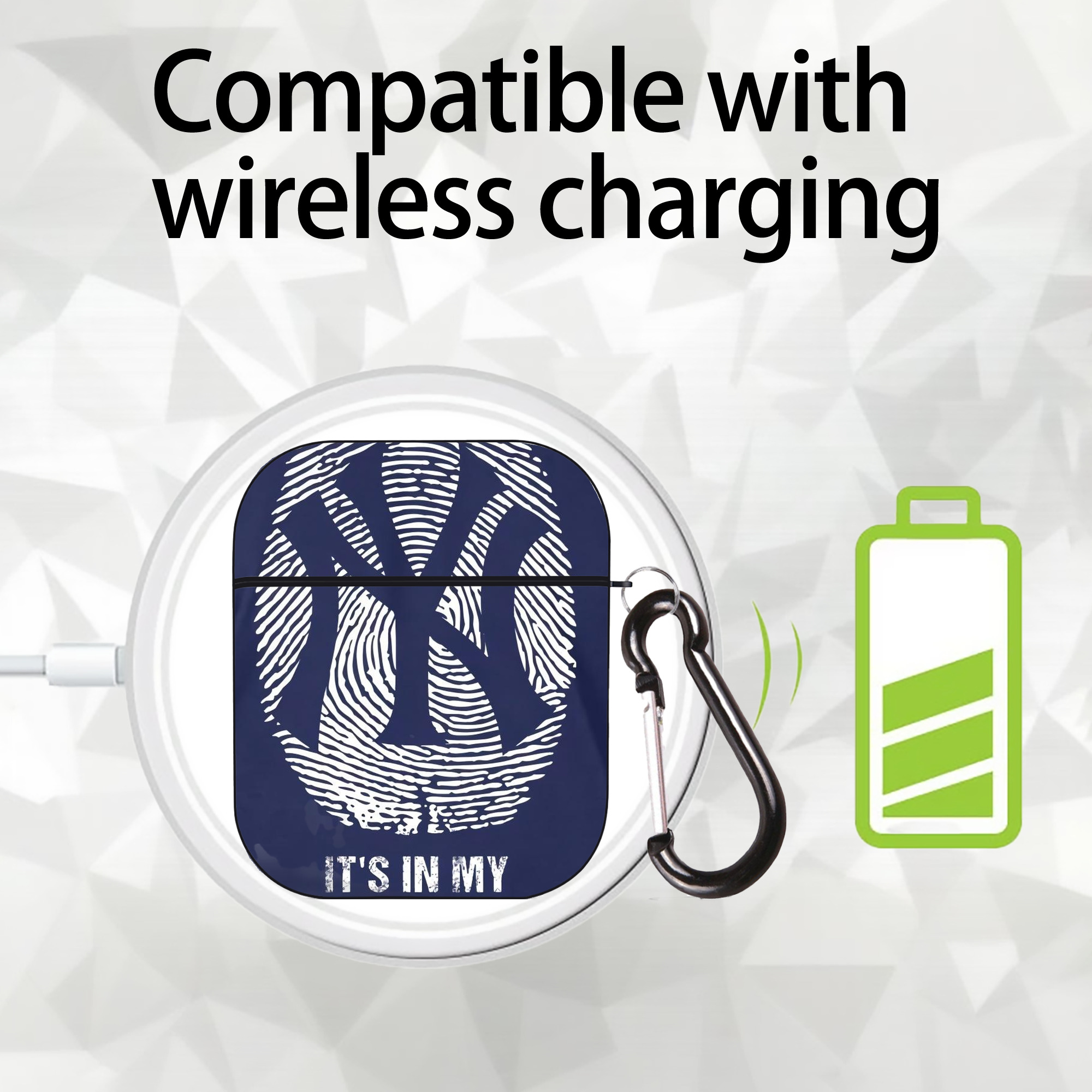 New York Yankees 145 AirPods 2 Case Hard Shell Black, Flexible PC Material, Precise Cutouts, Full Protection, Anti-Fingerprint, Washable, Includes Keychain – Durable & Slim Design