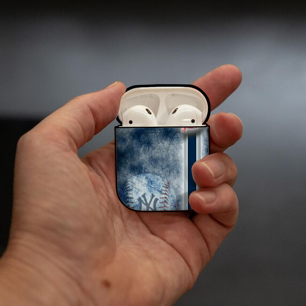 New York Yankees 150 AirPods 2 Case Hard Shell Black, Flexible PC Material, Precise Cutouts, Full Protection, Anti-Fingerprint, Washable, Includes Keychain – Durable & Slim Design