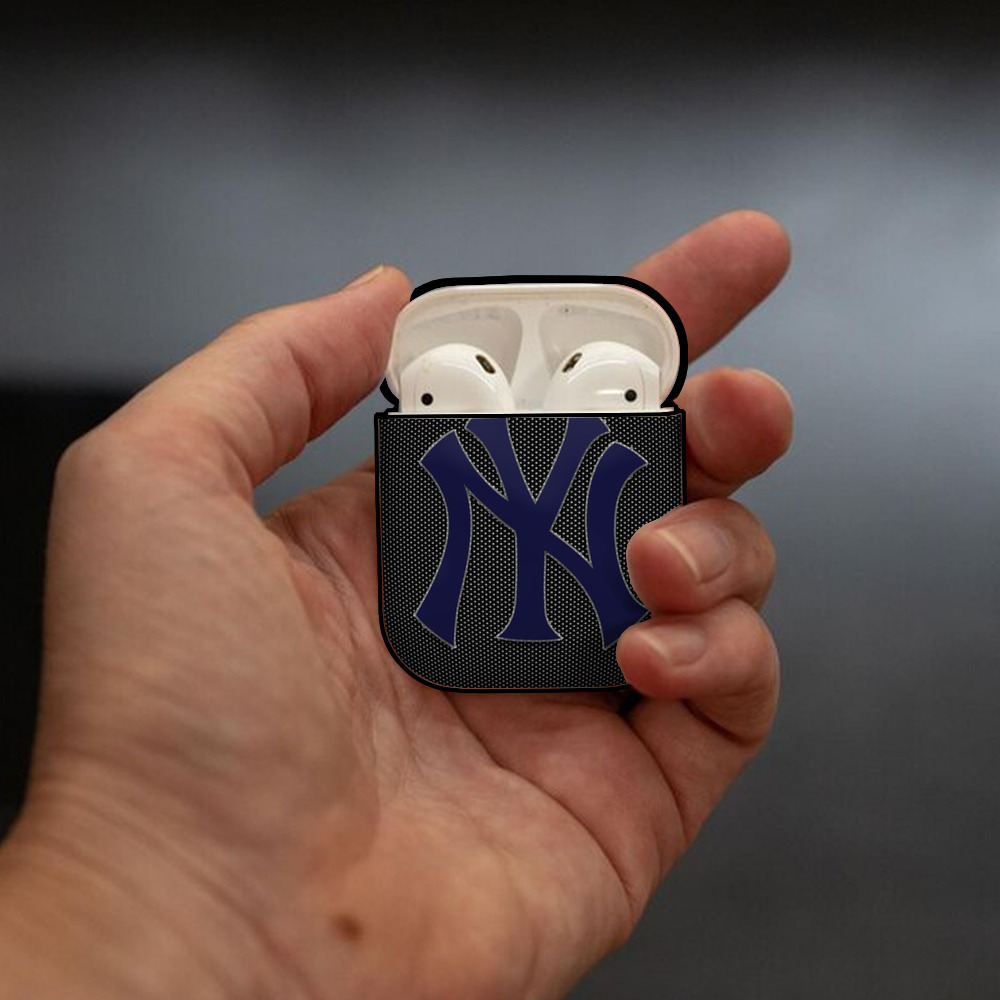 New York Yankees 166 AirPods 2 Case Hard Shell Black, Flexible PC Material, Precise Cutouts, Full Protection, Anti-Fingerprint, Washable, Includes Keychain – Durable & Slim Design