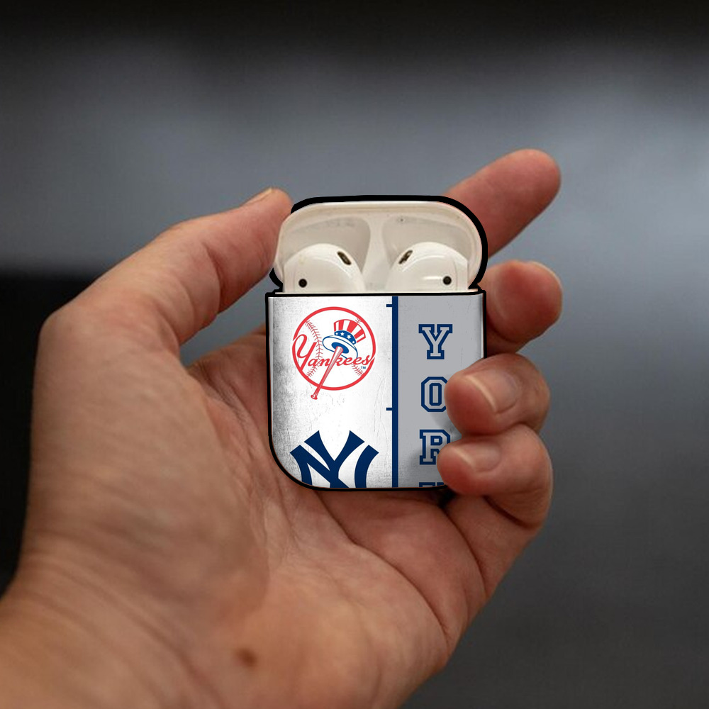 New York Yankees 217 AirPods 2 Case Hard Shell Black, Flexible PC Material, Precise Cutouts, Full Protection, Anti-Fingerprint, Washable, Includes Keychain – Durable & Slim Design