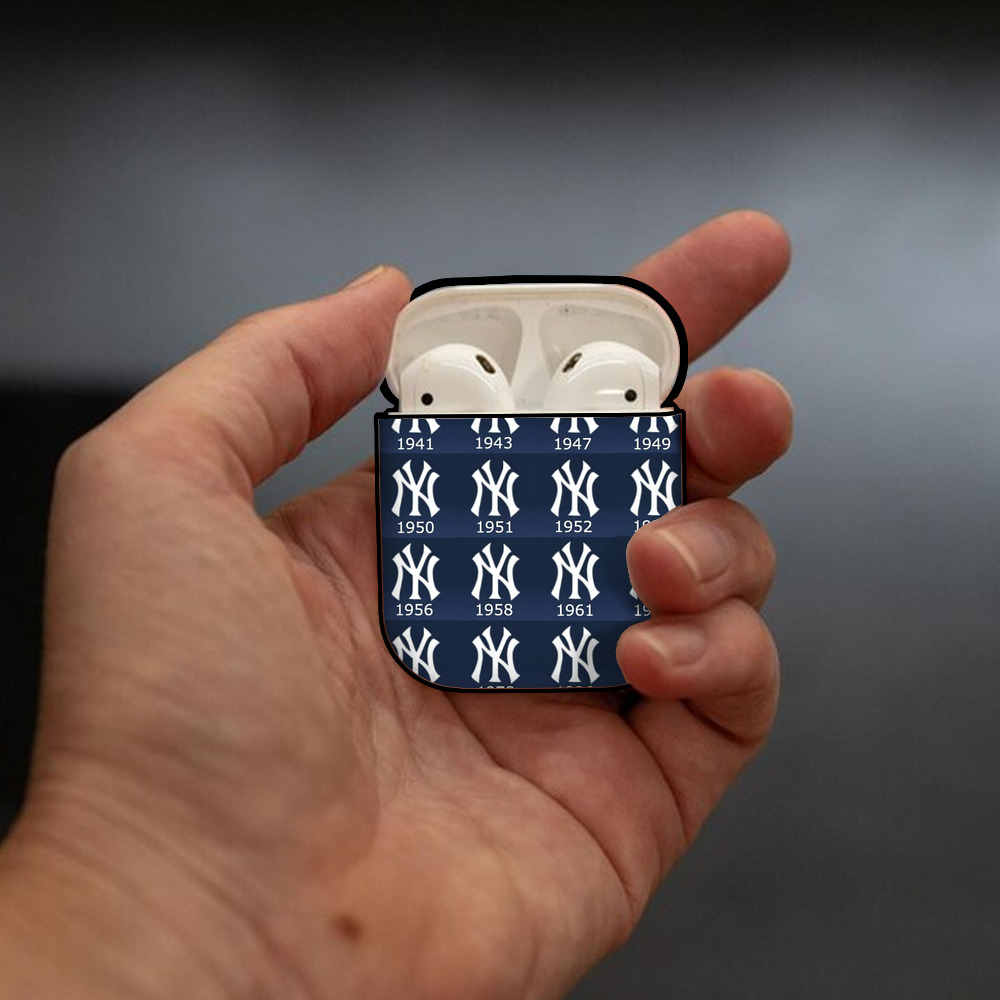 New York Yankees 229 AirPods 2 Case Hard Shell Black, Flexible PC Material, Precise Cutouts, Full Protection, Anti-Fingerprint, Washable, Includes Keychain – Durable & Slim Design