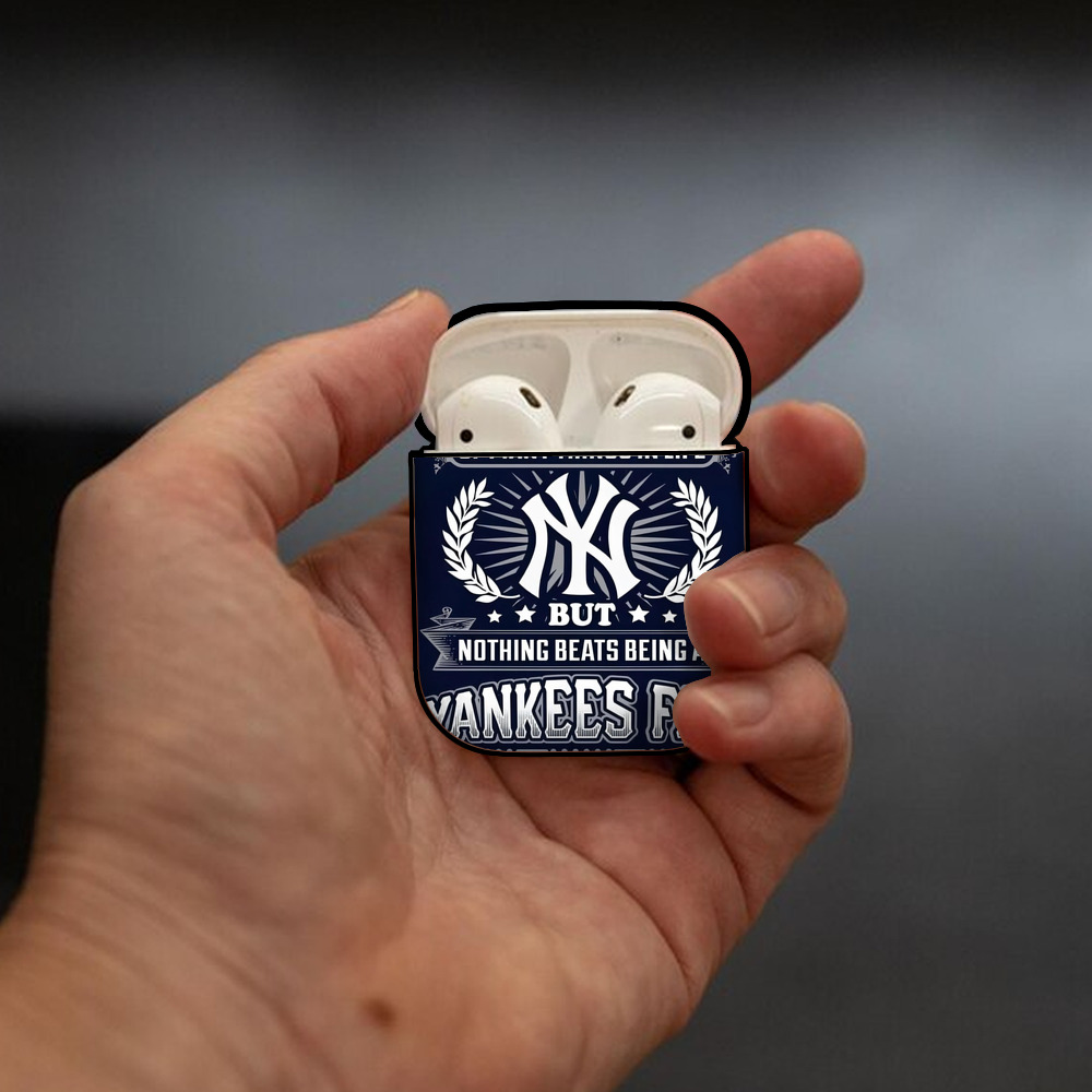 New York Yankees 301 AirPods 2 Case Hard Shell Black, Flexible PC Material, Precise Cutouts, Full Protection, Anti-Fingerprint, Washable, Includes Keychain – Durable & Slim Design