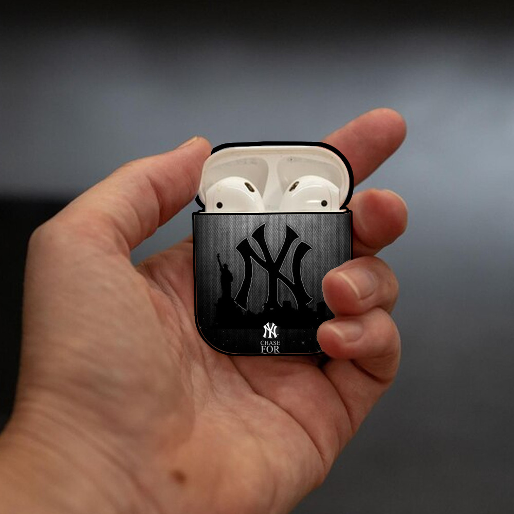 New York Yankees 313 AirPods 2 Case Hard Shell Black, Flexible PC Material, Precise Cutouts, Full Protection, Anti-Fingerprint, Washable, Includes Keychain – Durable & Slim Design