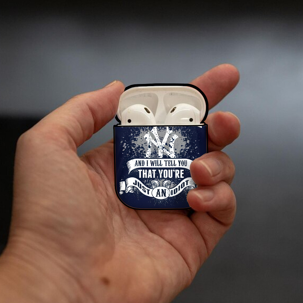 New York Yankees 322 AirPods 2 Case Hard Shell Black, Flexible PC Material, Precise Cutouts, Full Protection, Anti-Fingerprint, Washable, Includes Keychain – Durable & Slim Design