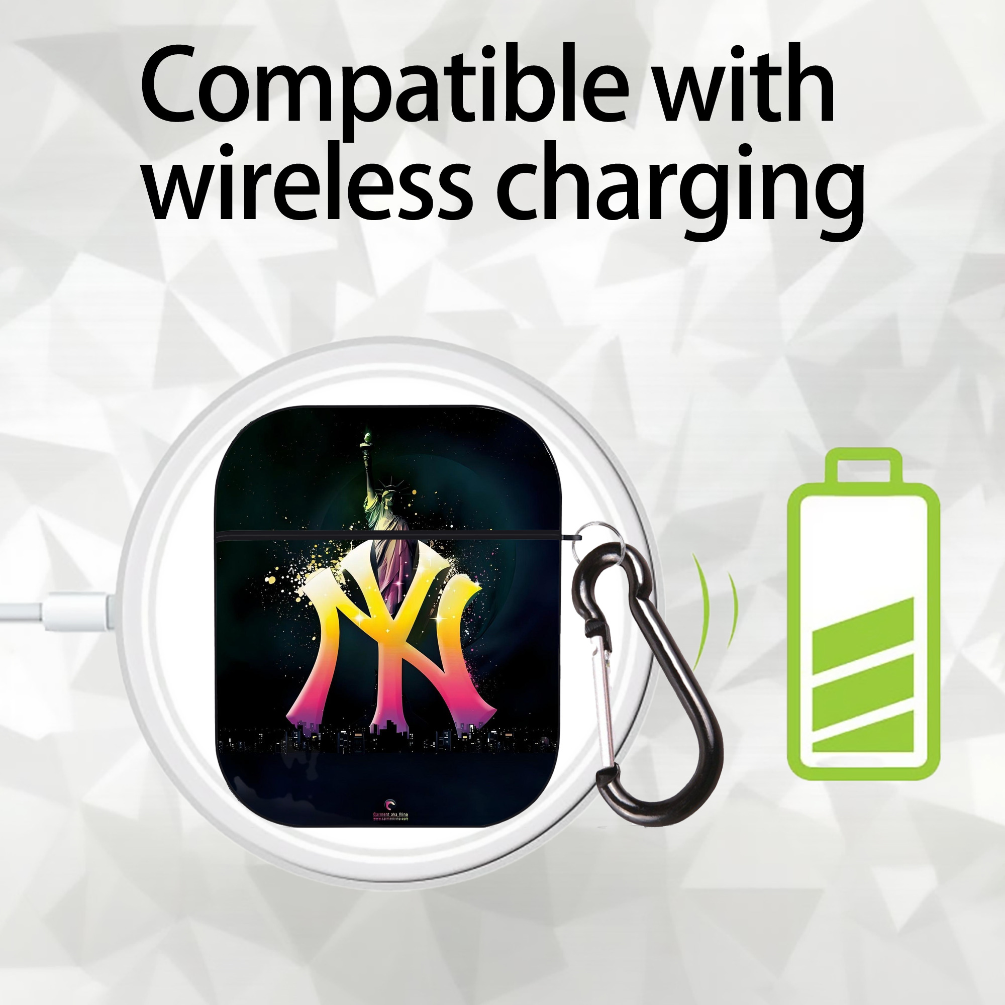 New York Yankees 335 AirPods 2 Case Hard Shell Black, Flexible PC Material, Precise Cutouts, Full Protection, Anti-Fingerprint, Washable, Includes Keychain – Durable & Slim Design