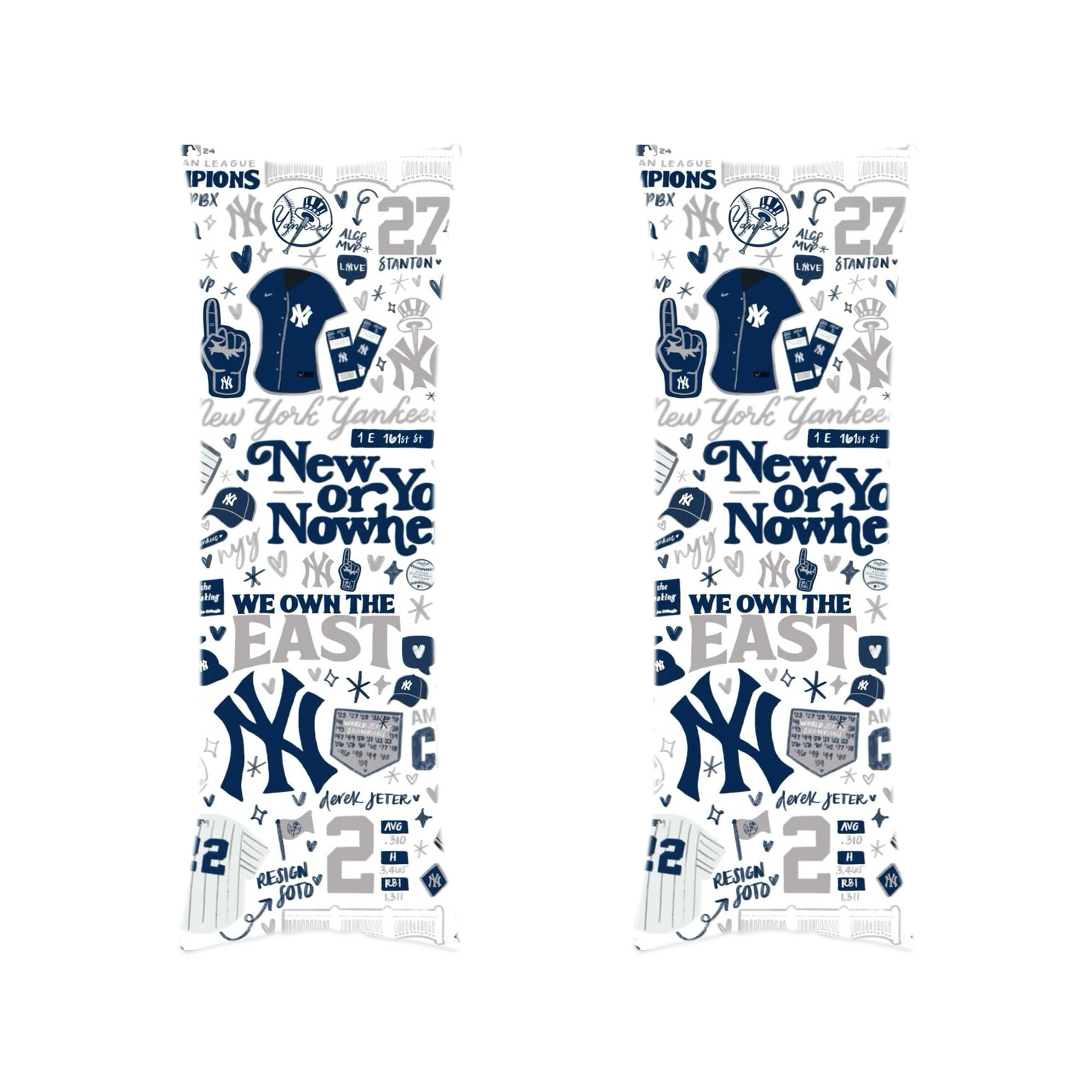 New York Yankees 113 Soft Double-Sided Long Body Pillow Cover, Multiple Sizes, Durable Polyester, Invisible Zipper, Breathable, Easy Care, Wrinkle-Resistant