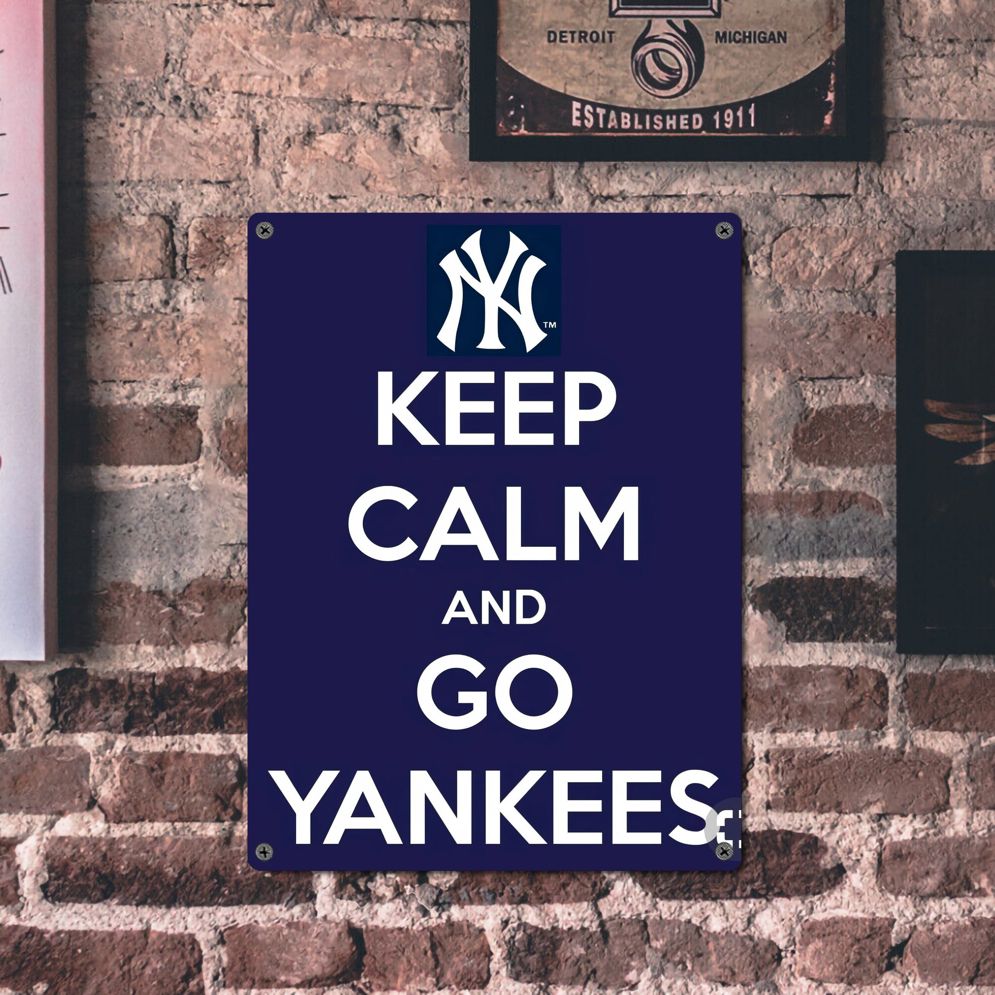 New York Yankees Keep Calm and Go Yankees Vintage Metal Tin Sign 12x16inch – Retro Wall Art Decor For Home, Bar, Kitchen, Bedroom, Office – Durable Iron Sheet Poster, Easy To Hang, Full-Color Printing