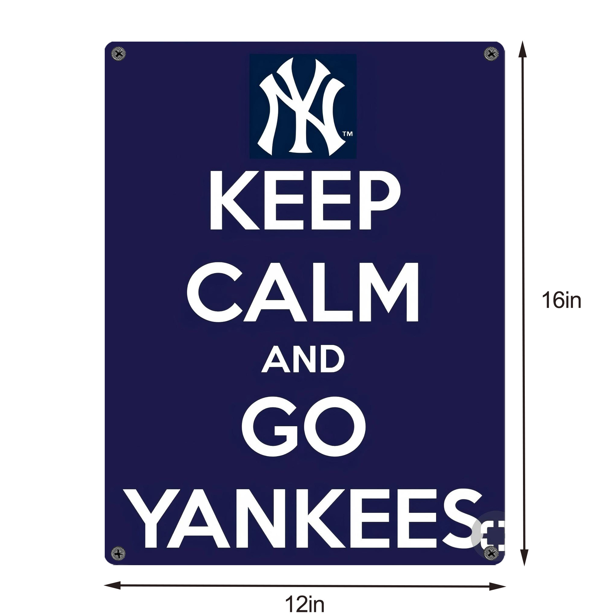 New York Yankees Keep Calm and Go Yankees Vintage Metal Tin Sign 12x16inch – Retro Wall Art Decor For Home, Bar, Kitchen, Bedroom, Office – Durable Iron Sheet Poster, Easy To Hang, Full-Color Printing