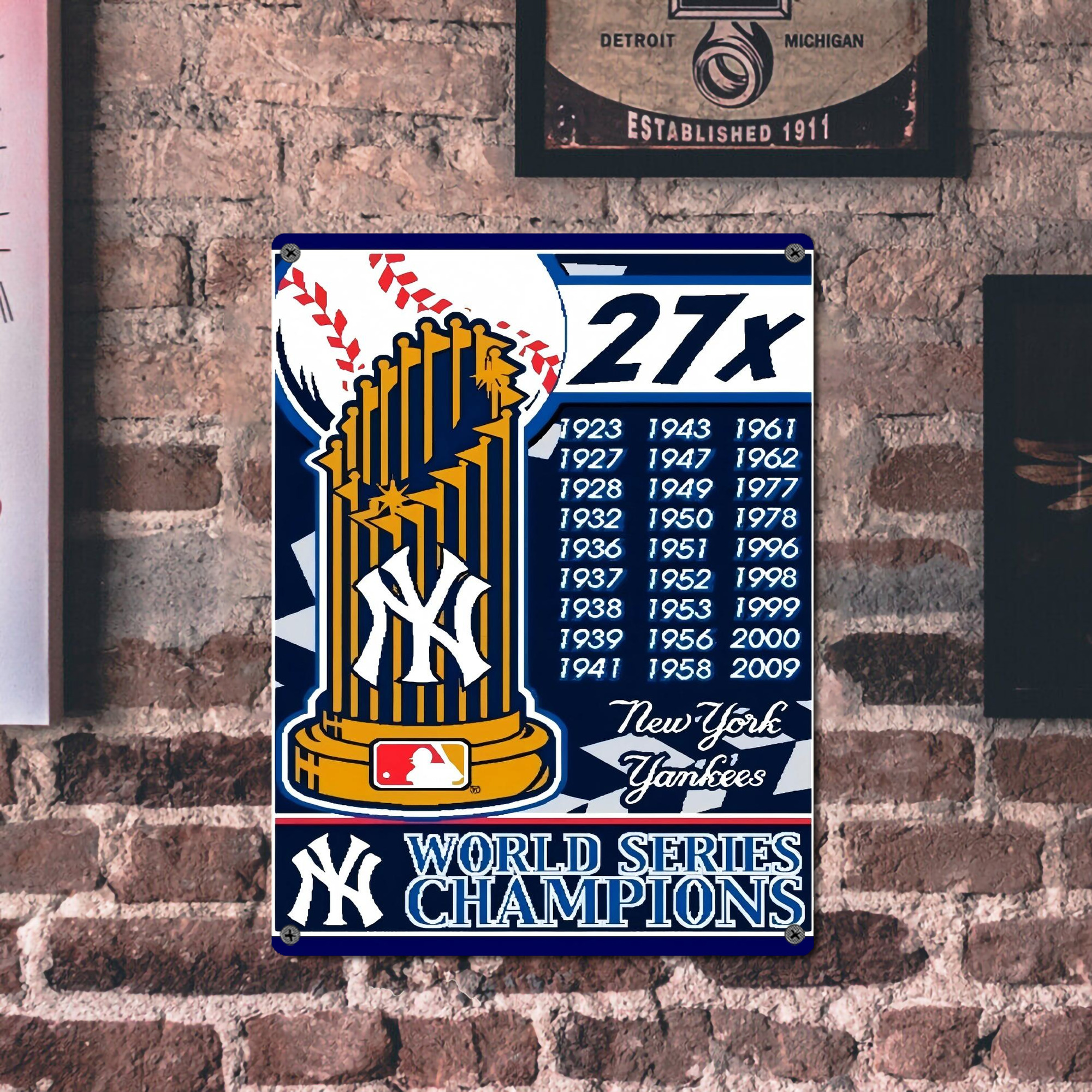 New York Yankees 108 Vintage Metal Tin Sign 12x16inch – Retro Wall Art Decor For Home, Bar, Kitchen, Bedroom, Office – Durable Iron Sheet Poster, Easy To Hang, Full-Color Printing