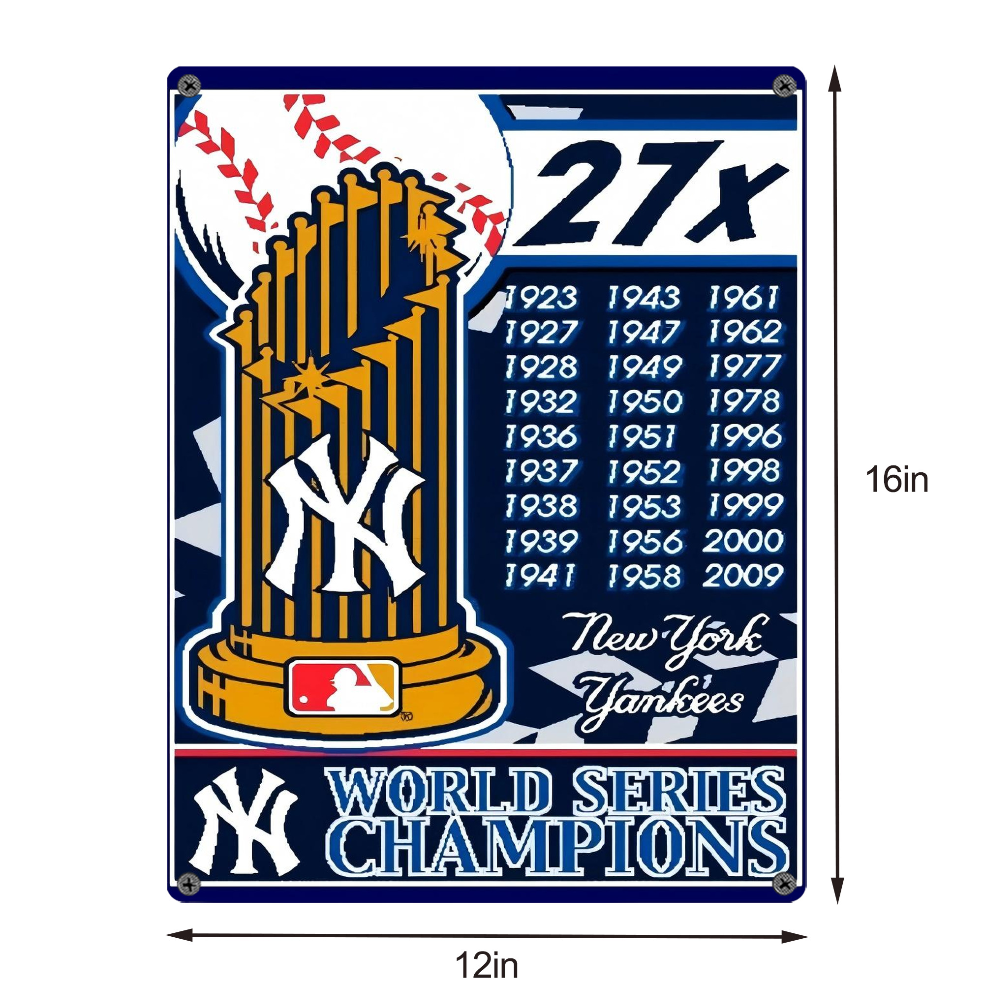 New York Yankees 108 Vintage Metal Tin Sign 12x16inch – Retro Wall Art Decor For Home, Bar, Kitchen, Bedroom, Office – Durable Iron Sheet Poster, Easy To Hang, Full-Color Printing