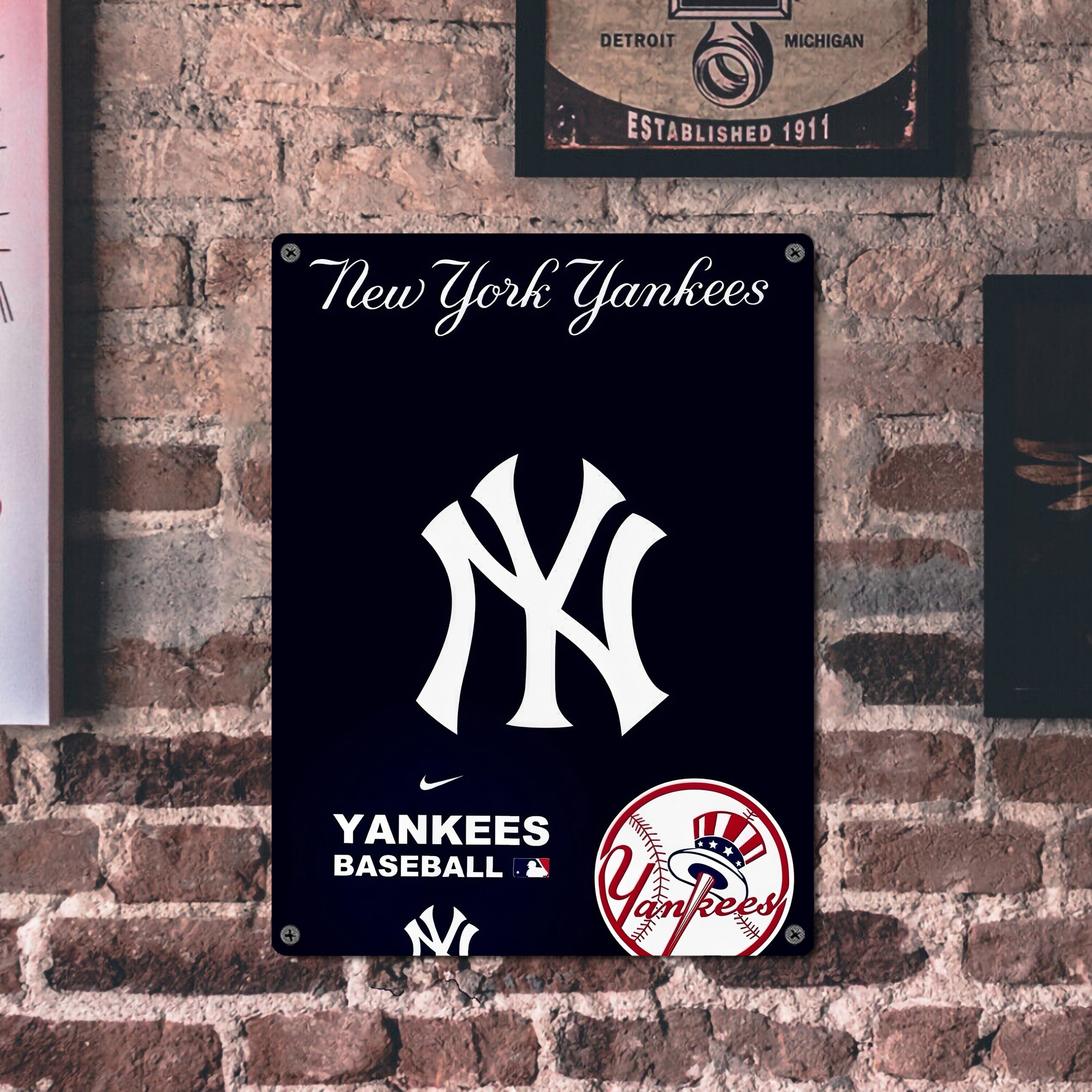New York Yankees 122 Vintage Metal Tin Sign 12x16inch – Retro Wall Art Decor For Home, Bar, Kitchen, Bedroom, Office – Durable Iron Sheet Poster, Easy To Hang, Full-Color Printing