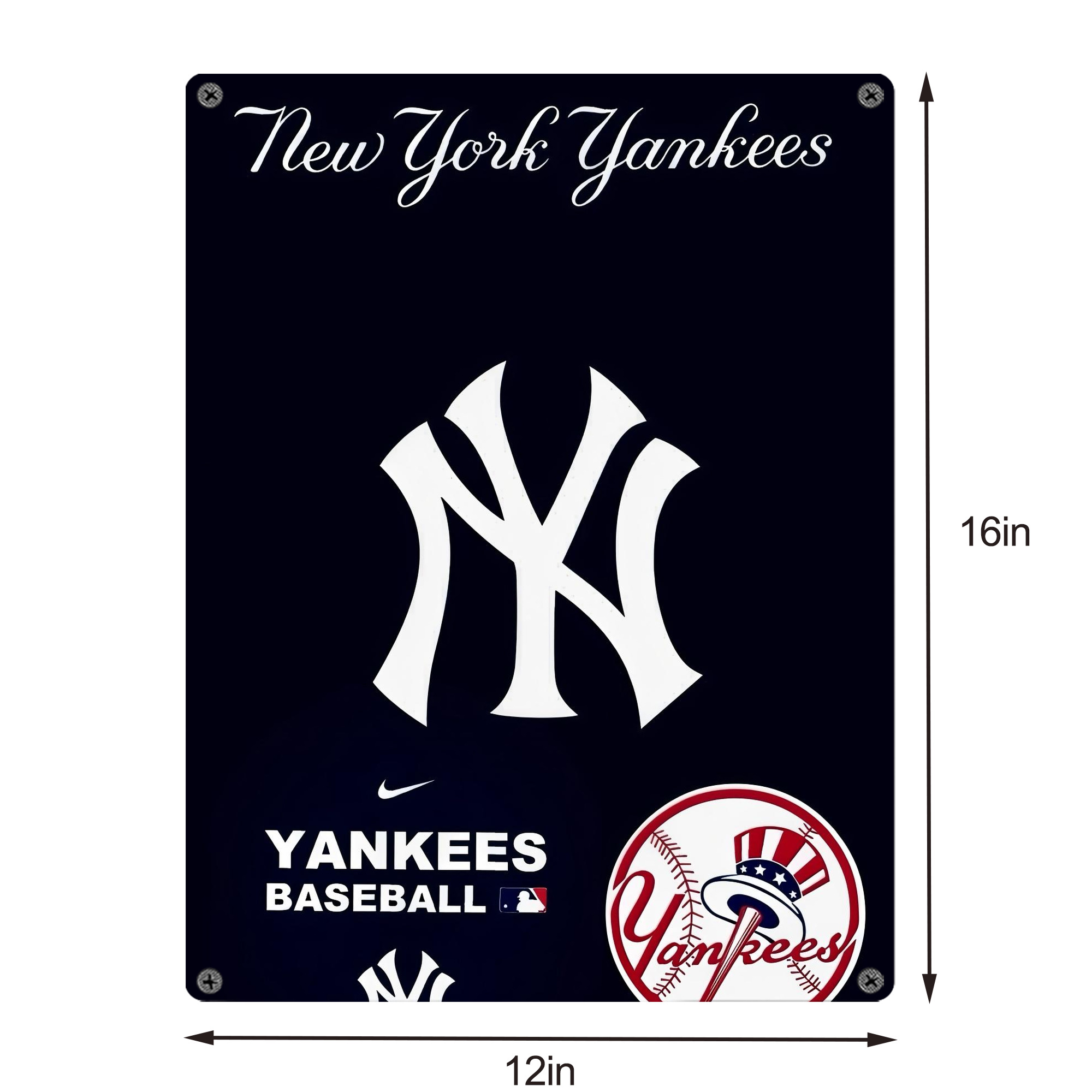New York Yankees 122 Vintage Metal Tin Sign 12x16inch – Retro Wall Art Decor For Home, Bar, Kitchen, Bedroom, Office – Durable Iron Sheet Poster, Easy To Hang, Full-Color Printing